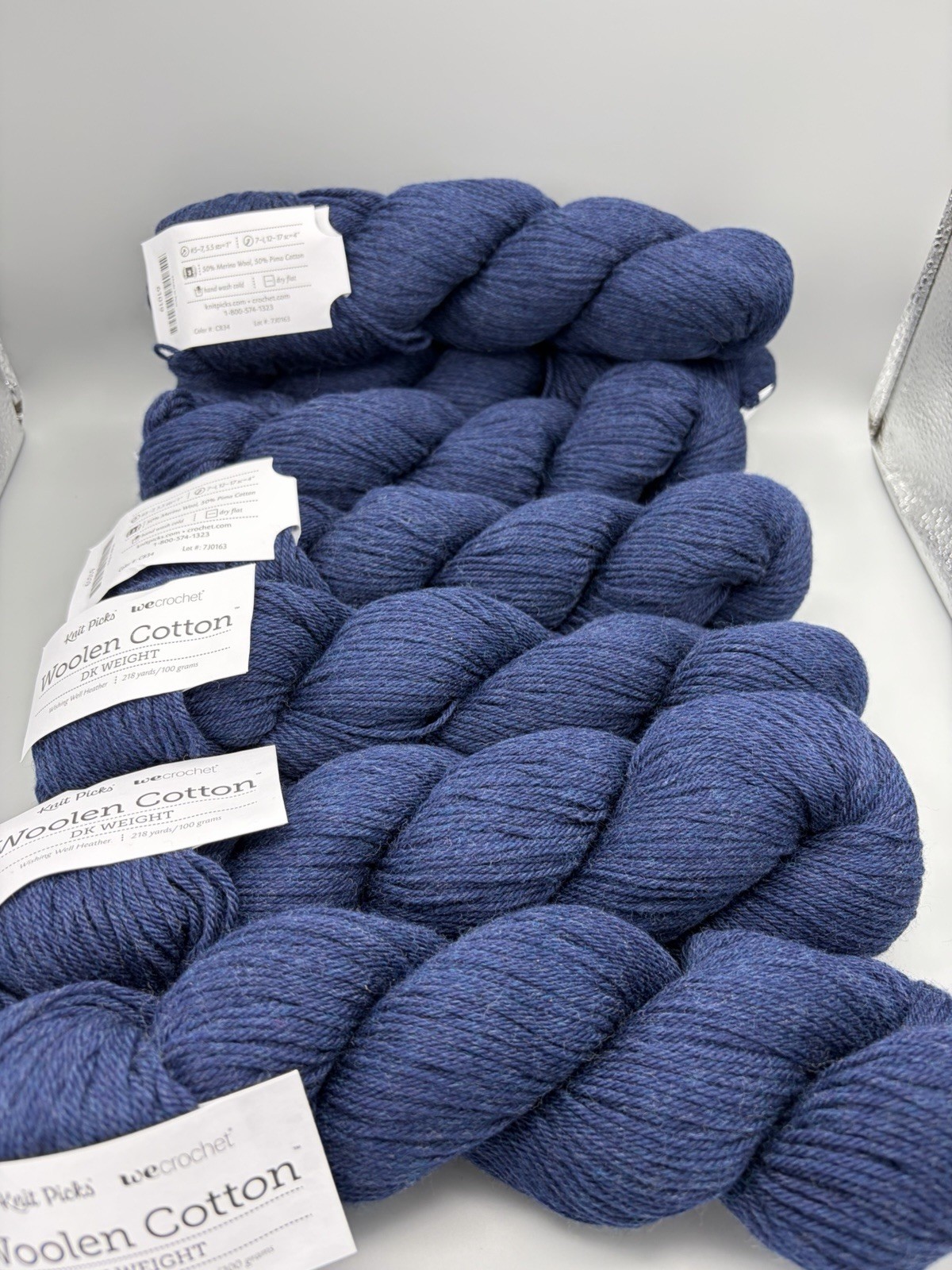 Lot Of 7 Skeins Woolen Cotton Yarn Knit Picks DK 218yd/100g Wishing Well Heather