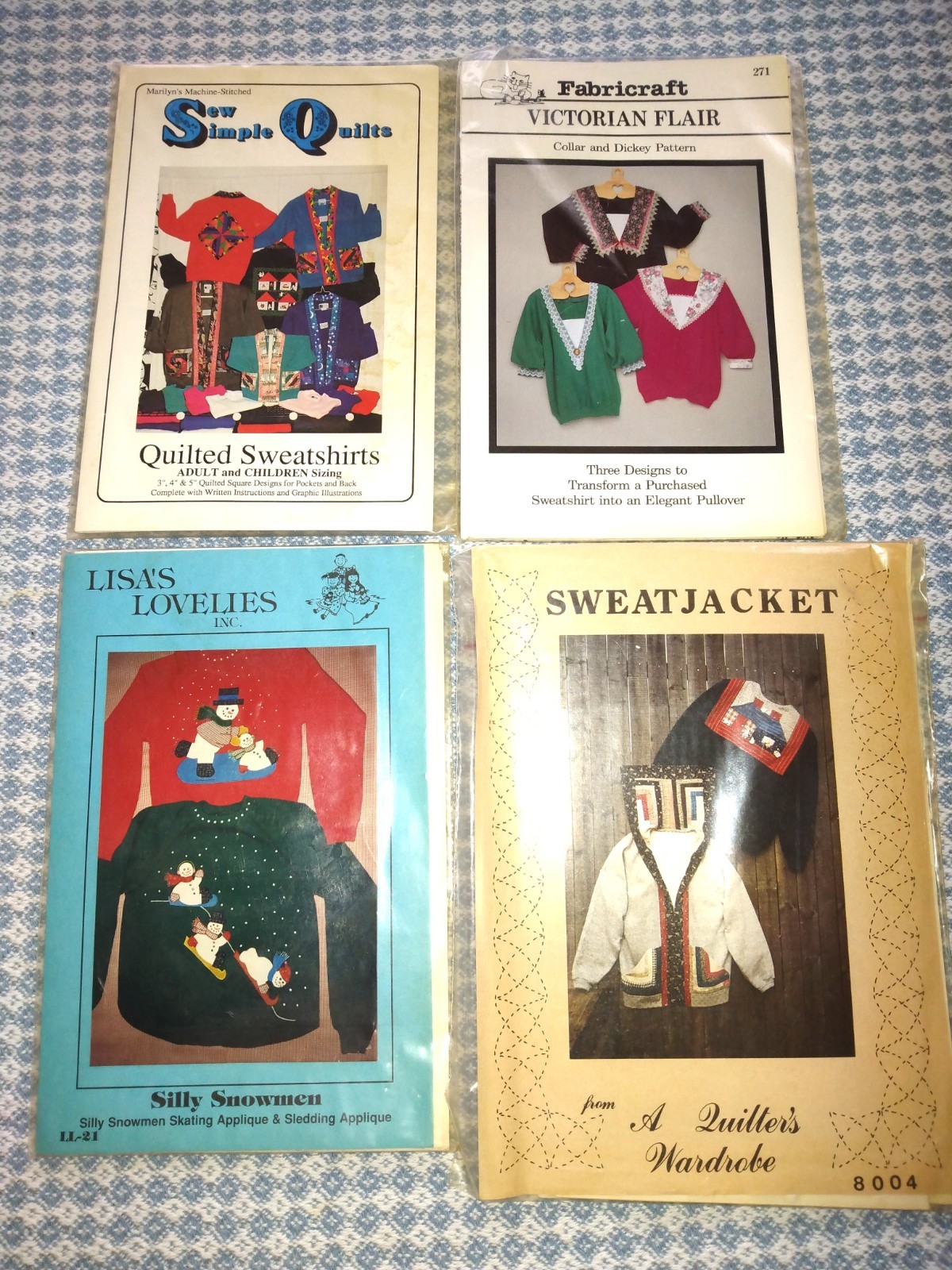 Lot 4 UNCUT designer patterns QUILT/APPLIQUE SWEATSHIRTS adult, kid, Christmas