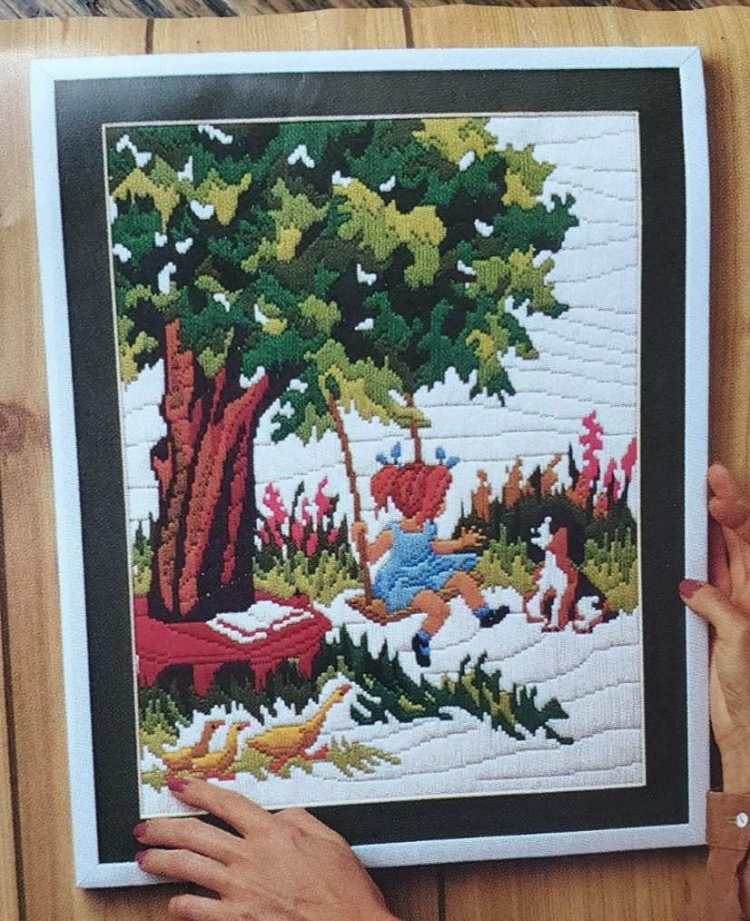 Longstitch Needlework Kit Artcraft Concepts Child on Swing Little Girl Dog 5508