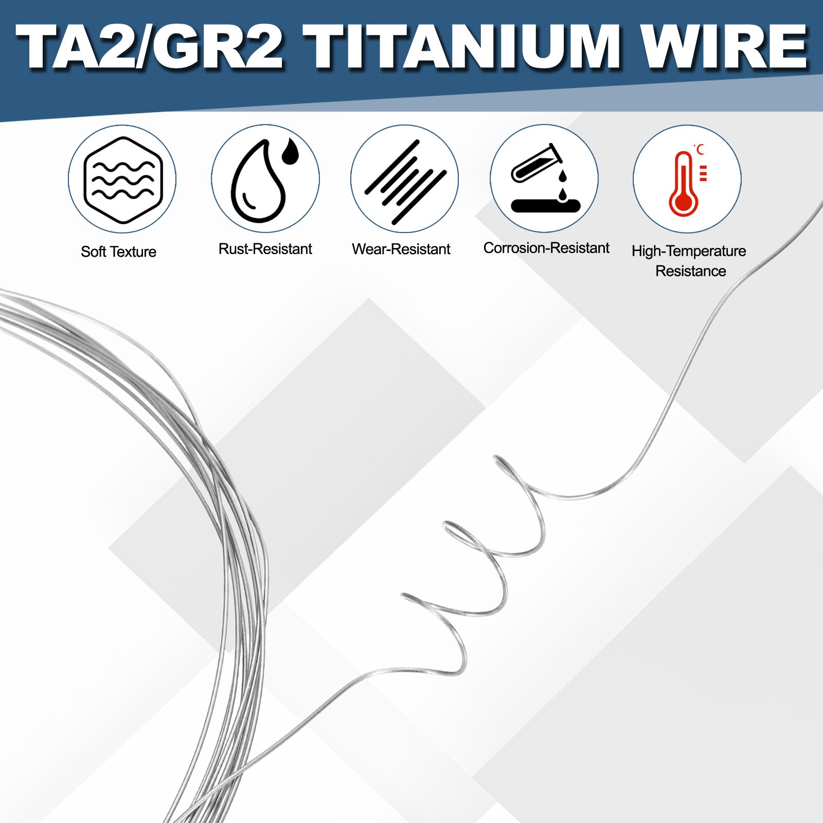 Titanium Wire TA2 13 Feet/4m 10 Gauge 2.5mm | Soft GR2 Pure Titanium Wires