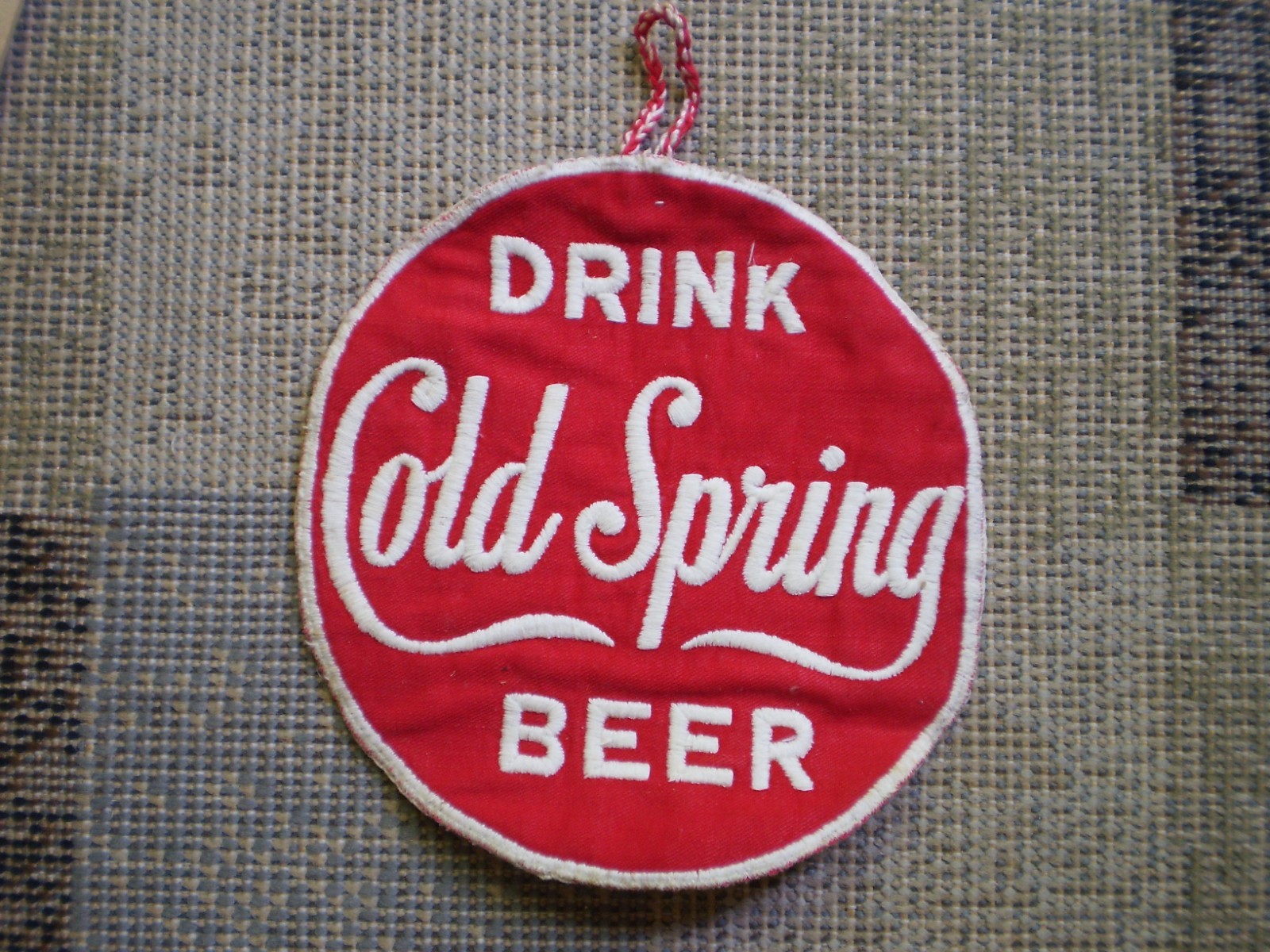Vintage Cold Spring MN Brewery DRINK BEER Employee Back of Uniform Round ?