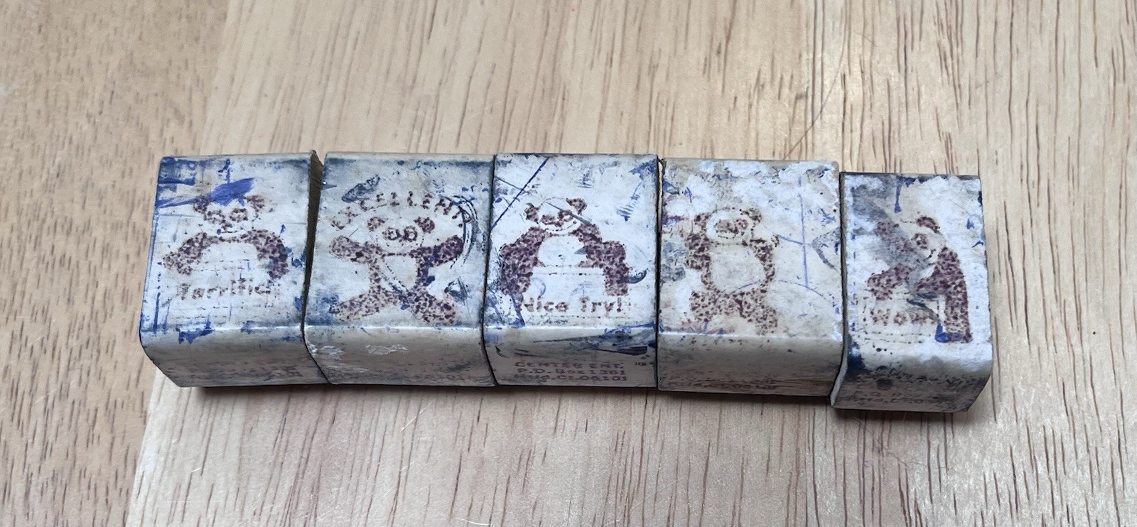 Vintage Panda Teacher Wooden Rubber Stamps