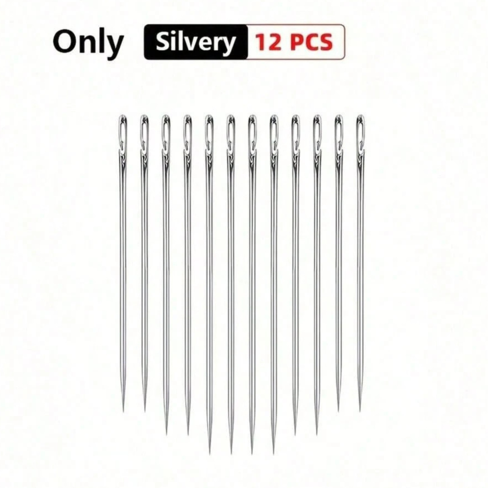 12Pcs Self Threading Sewing Needles Side Eye Needles with Wooden Storage Box US
