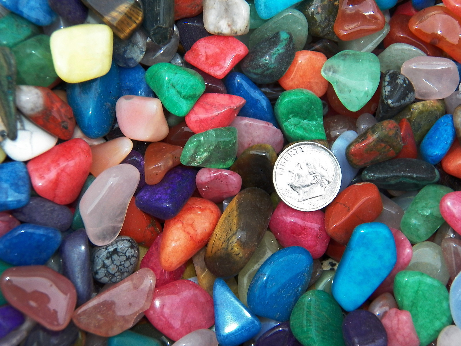 500 Carat Lots of Size #3 Tumbled Polished Gemstones + A FREE Faceted Gemstone