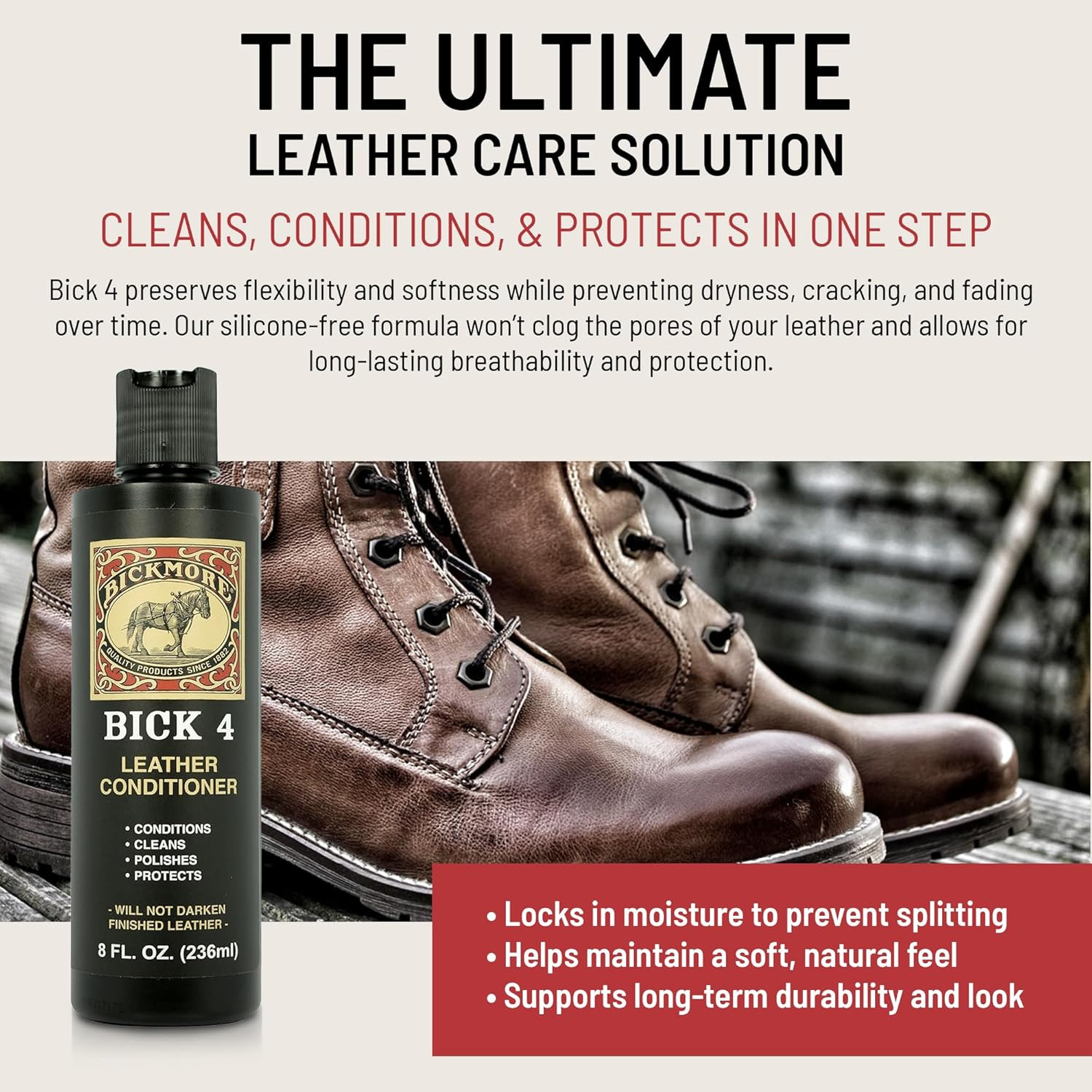 Bick 4 Leather Conditioner 8 Oz – Cleaner & Conditioner – Restore Polish & Prote