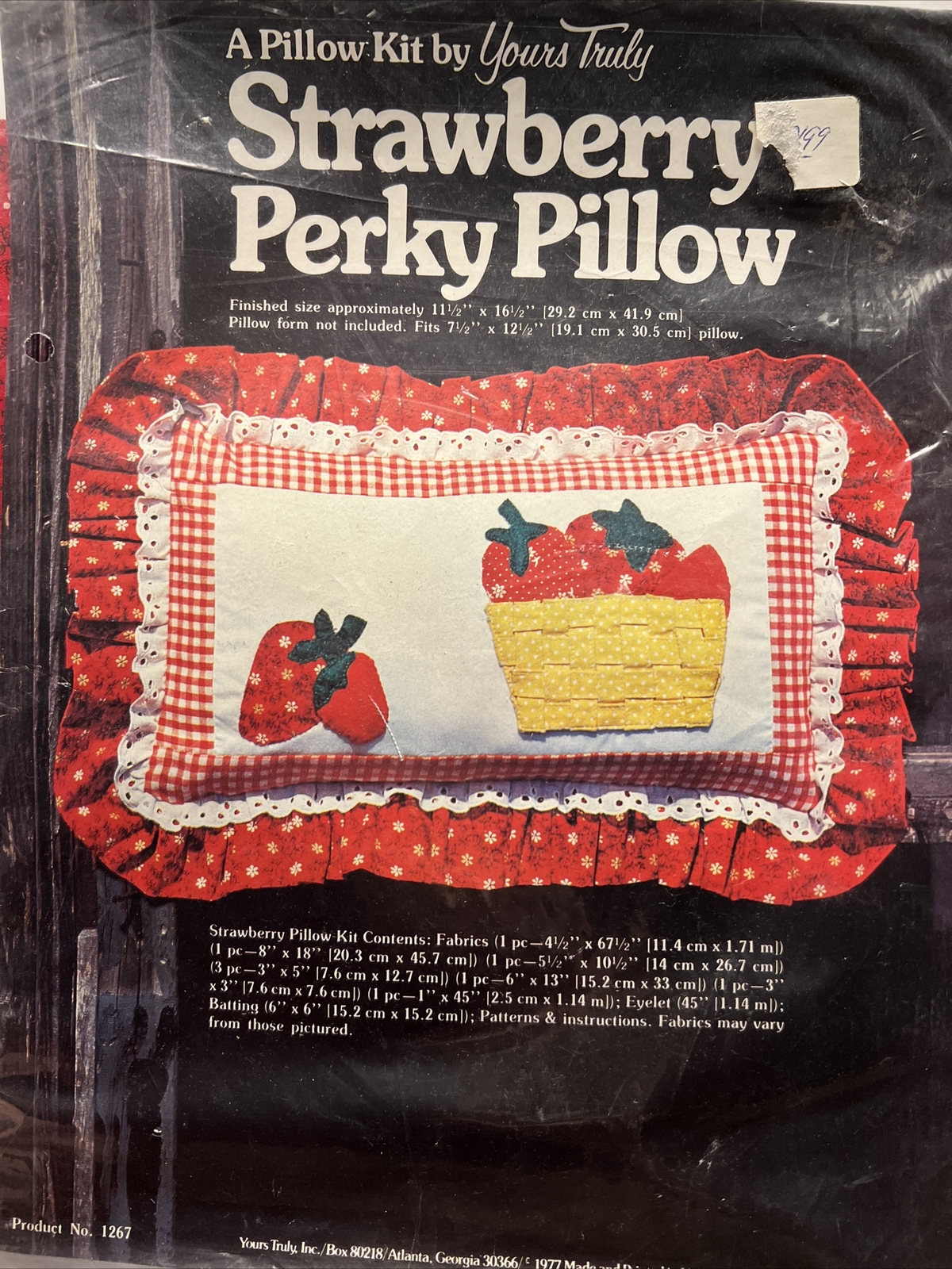 Strawberry Farmhouse Pillow Kit Yours Truly 11.5×16.5 Ruffle Cushion Granny