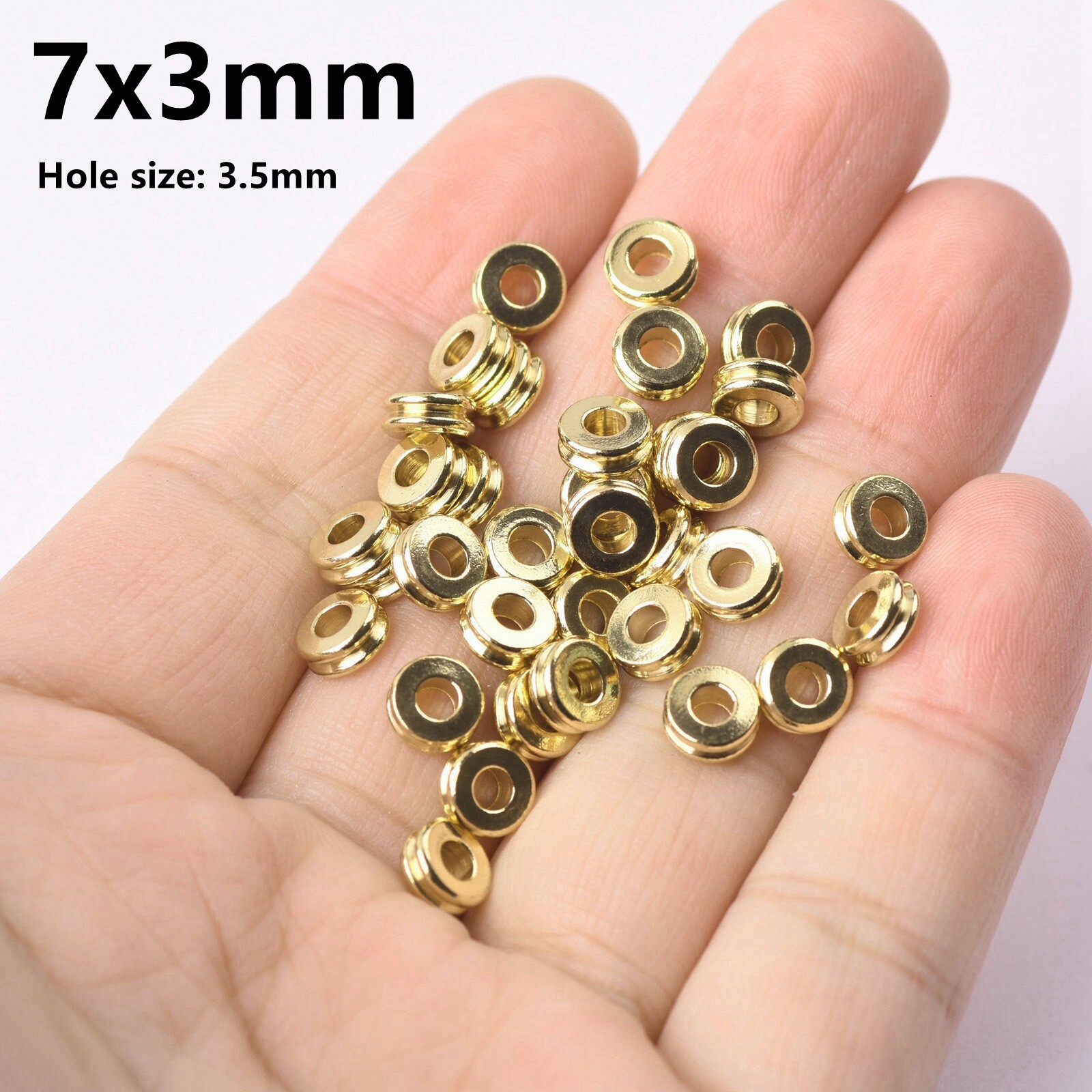 Flat Round Wheel Shape 3/4/5/6/7mm Solid Brass Metal Loose Spacer Beads Lot