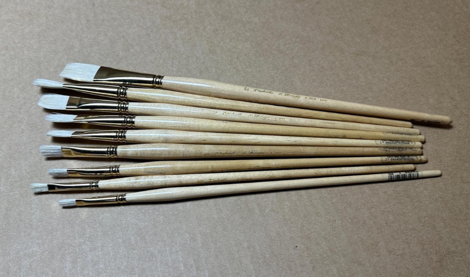 9x Pack Raphael D’Artigny Interlocked White Bristle Flat Brushes 359 Sizes 2-20