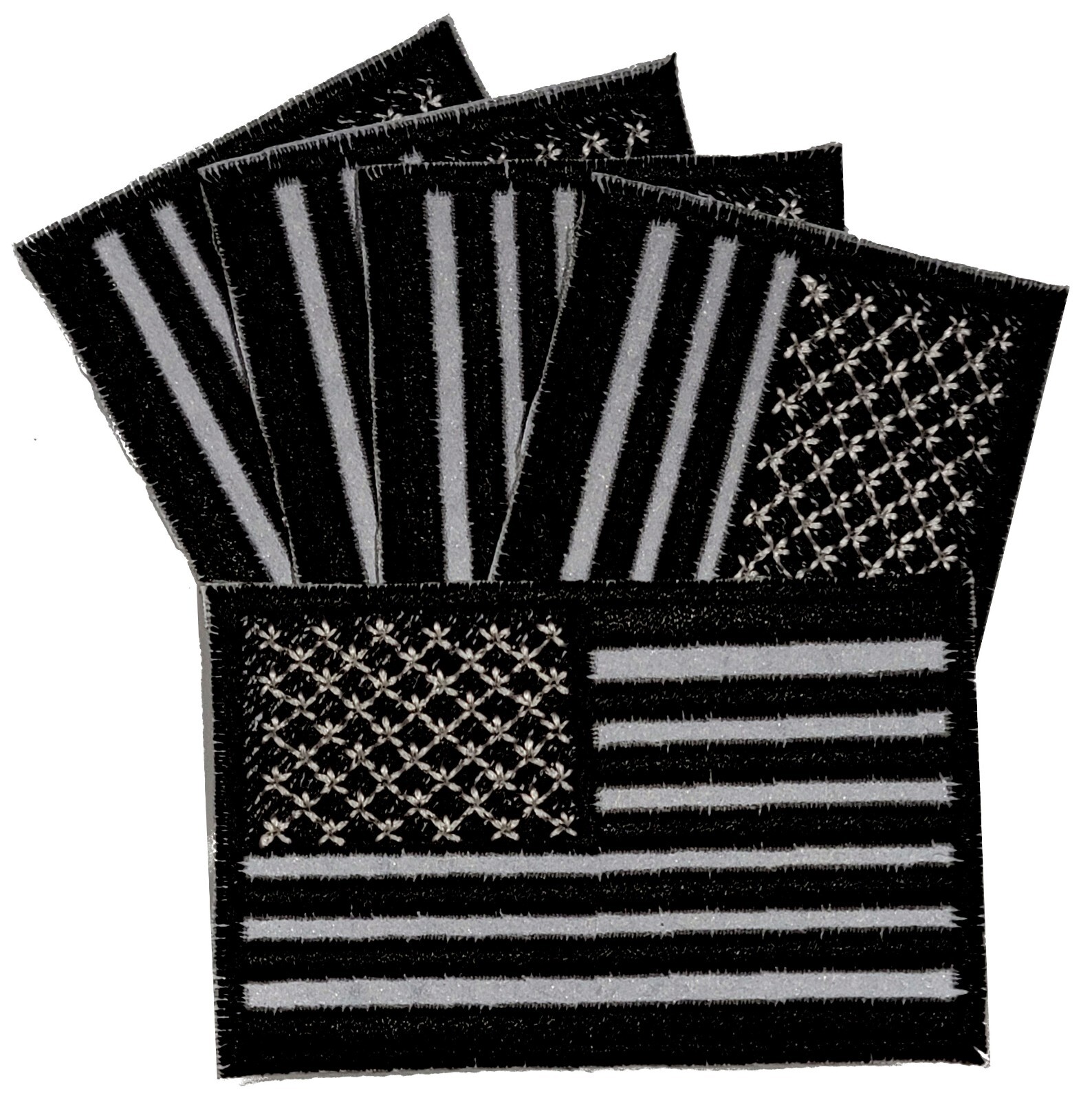 US ARMY NIGHT BLACK Reflective AMERICAN FLAG Iron on Patch Biker Vest REFLECTOR