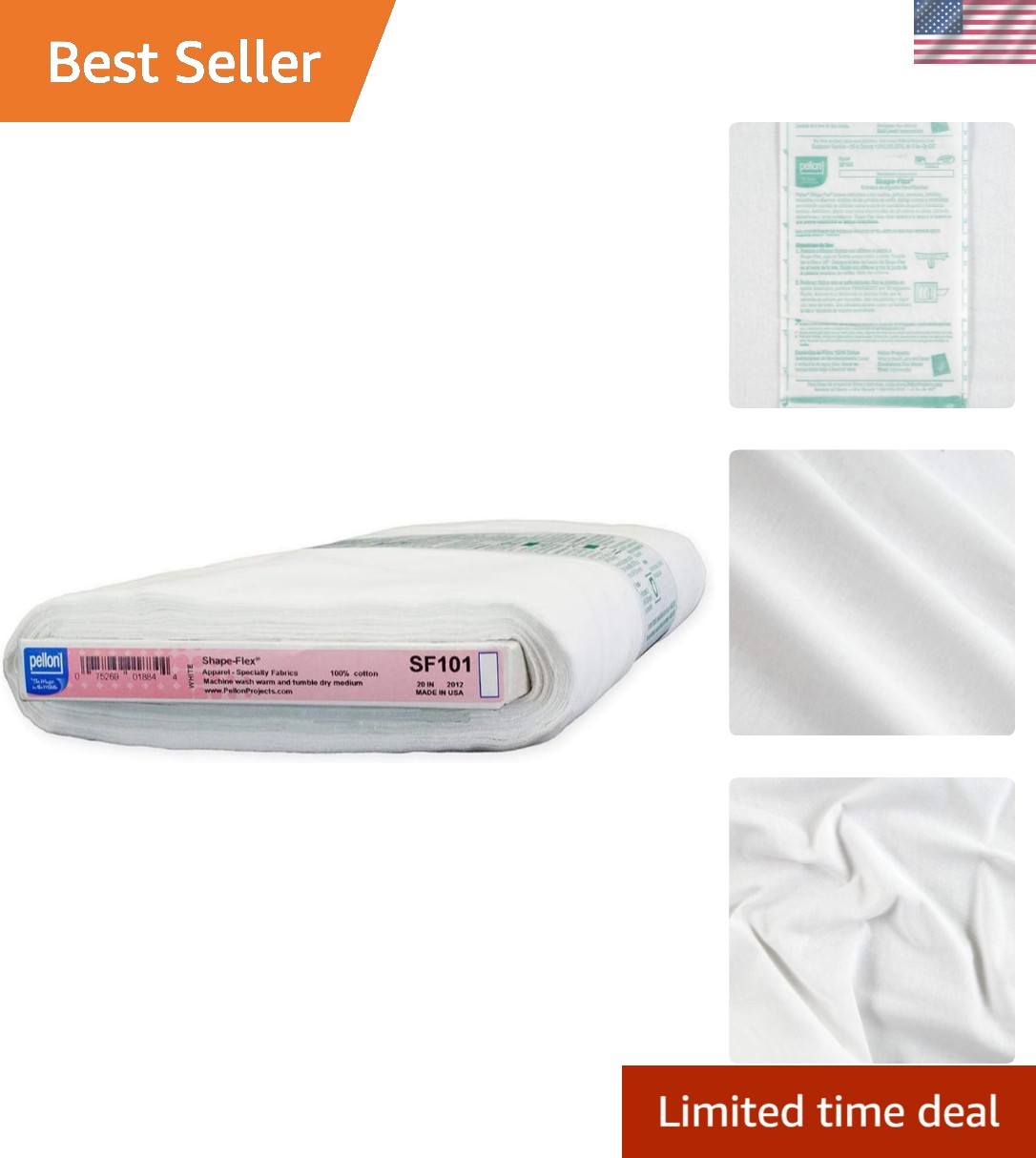 SF101 Shape-Flex Fusible medium weight woven interfacing White Sold by Yard