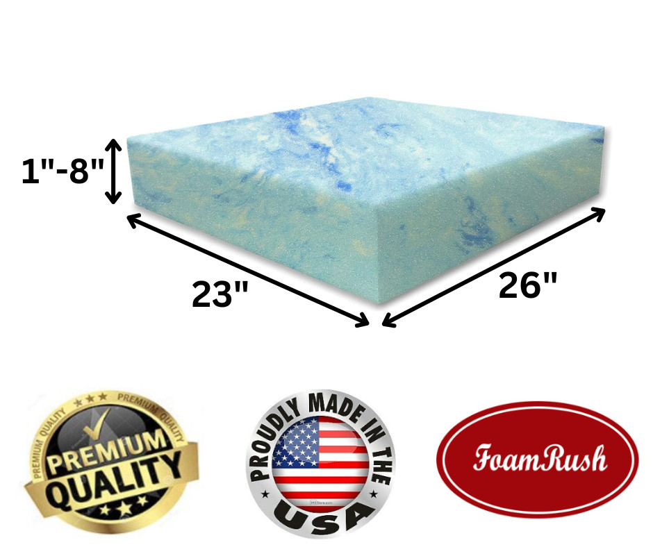 FoamRush 23″ x 26″ Gel Cooling Memory Square Foam Seat Cushion Replacement USA