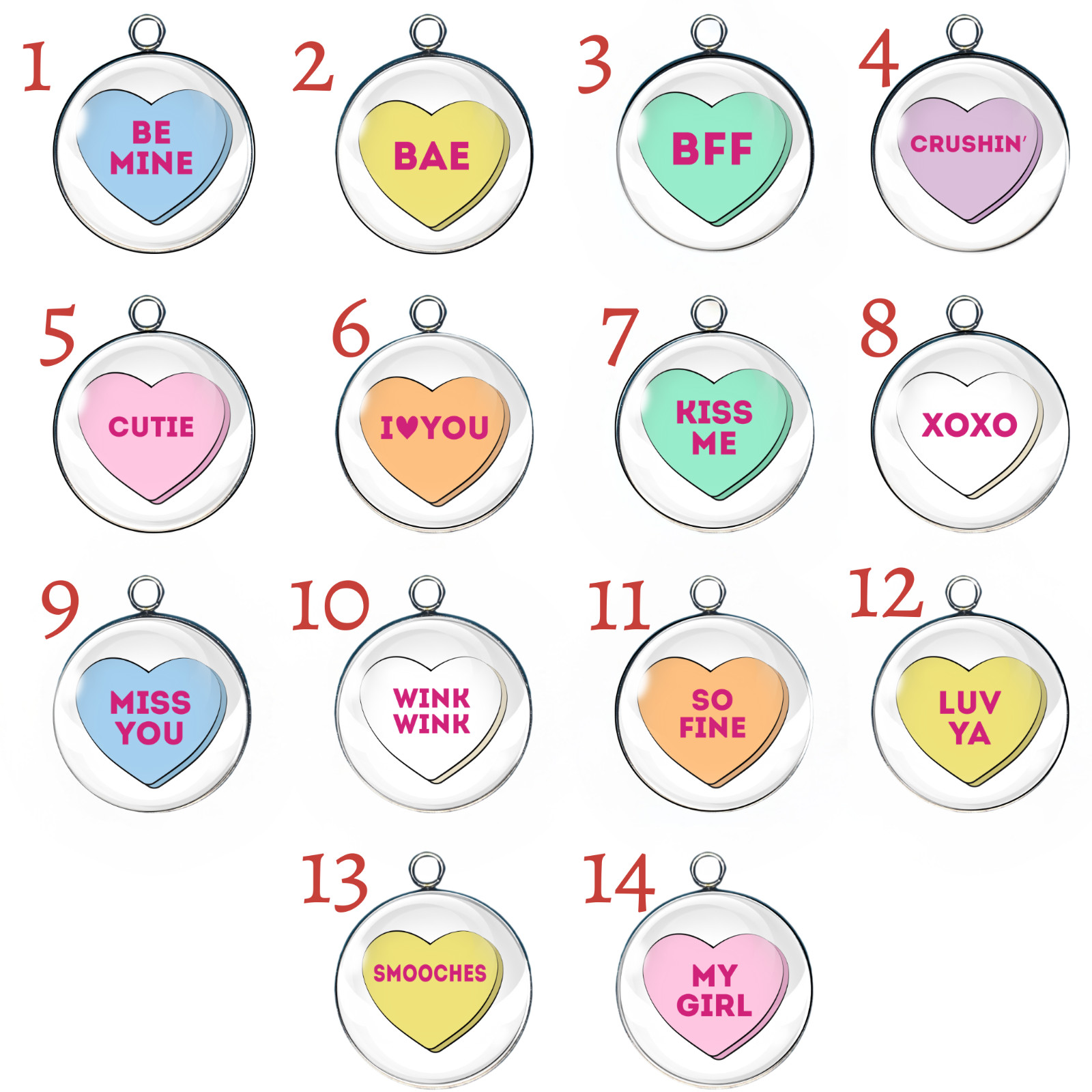 Candy Heart Charms
