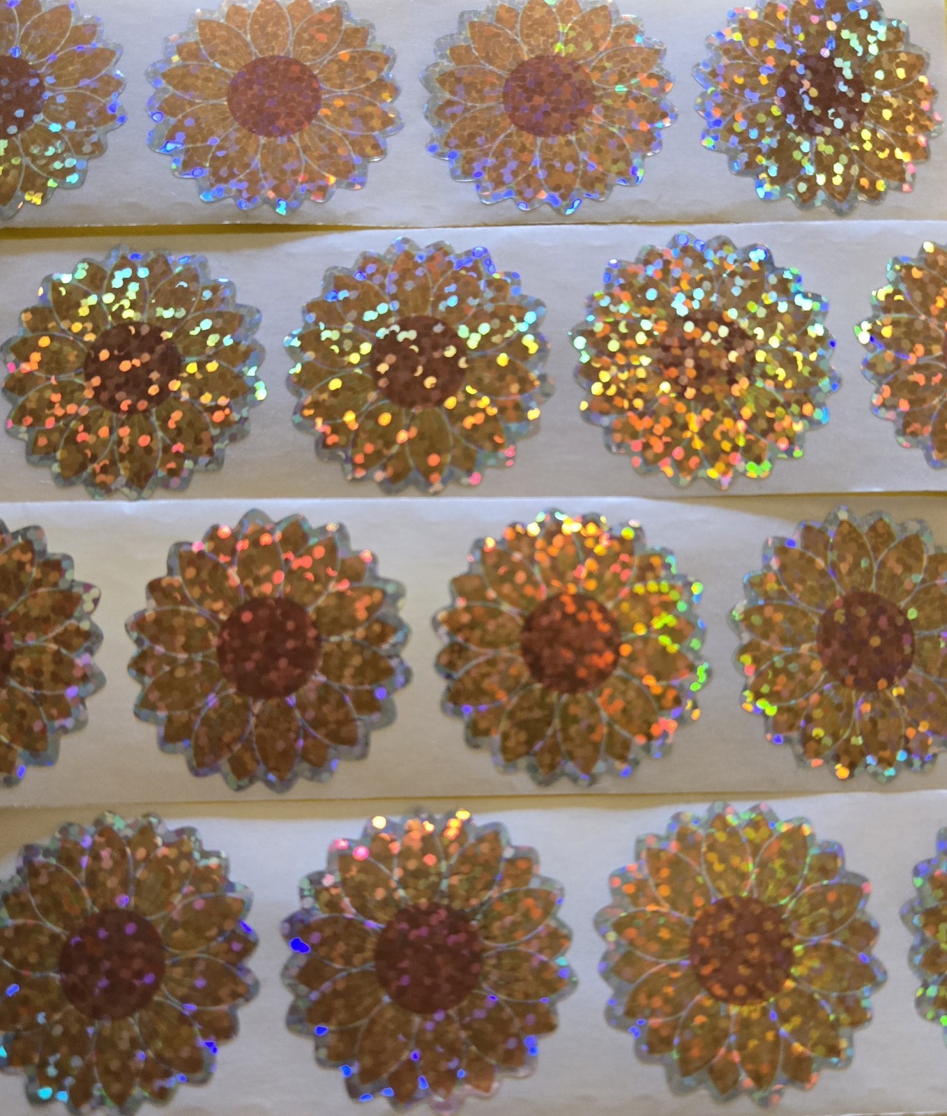 16 Sparkly Sunflower Stickers Holographic Sunflower Stickers Summer Flower Label