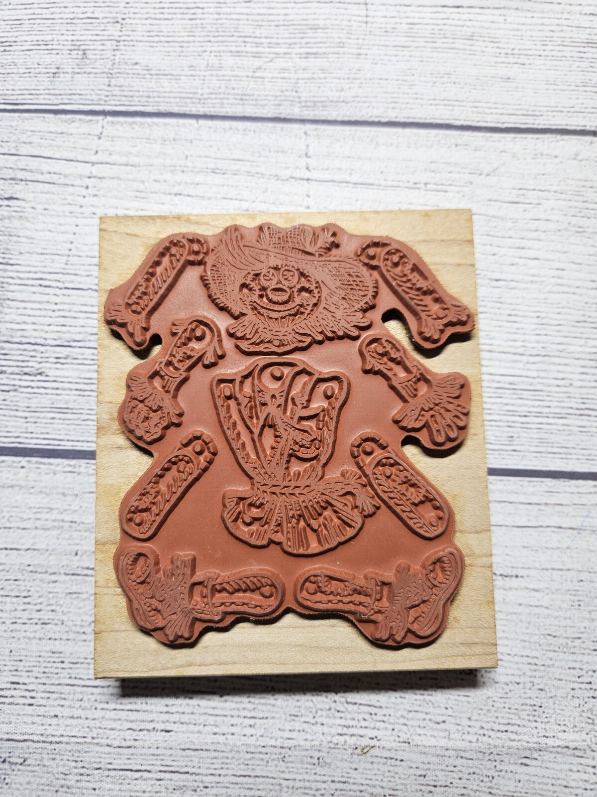 Vintage VISIONS OF INK Scarecrow Wooden Rubber Stamp – 1990s – Pre-Owned