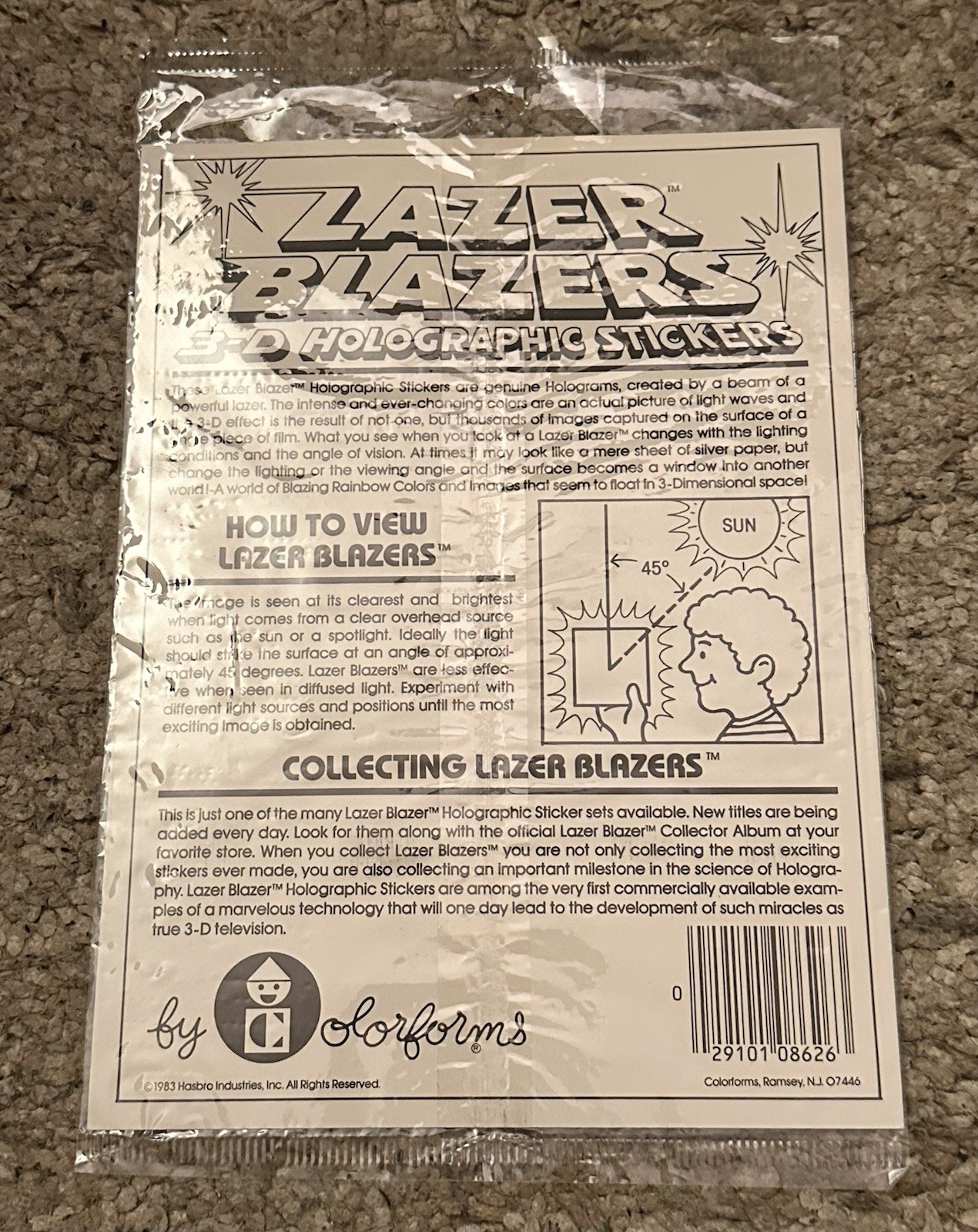 Vtg 1983 Hasbro My Little Pony Lazer Blazers 3-D Holographic Stickers No. 8626