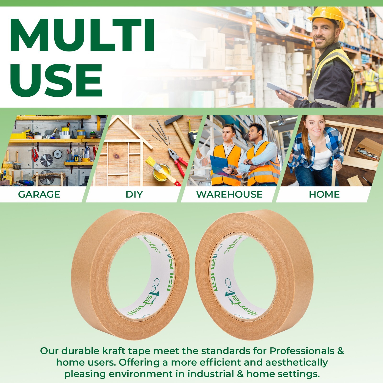 Eco-Friendly Biodegradable Self-Adhesive Paper Kraft Tape Carton Sealing Strong
