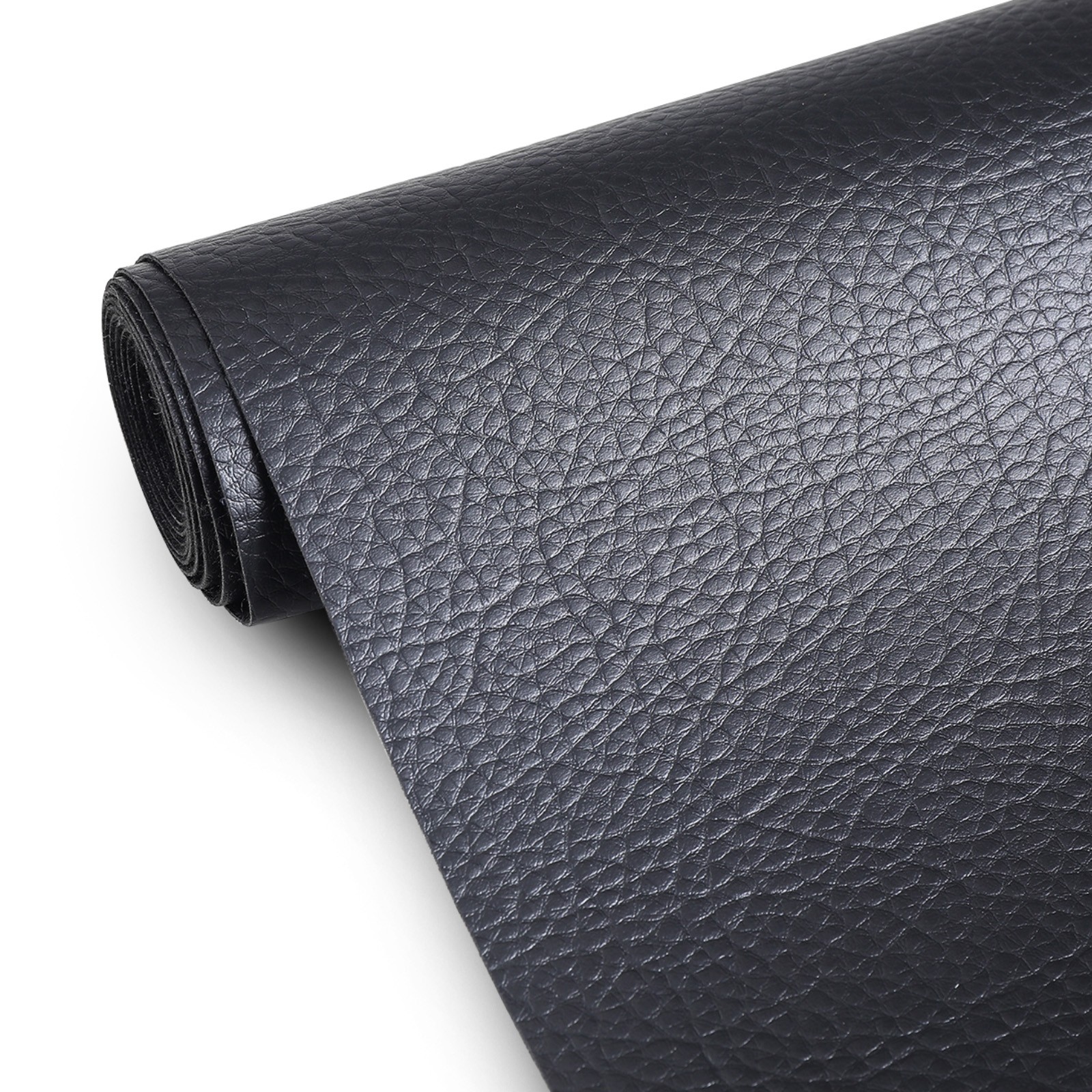 Black Faux Leather Fabric 55″ Wide Upholstery Material Cotton Back for DIY Craft