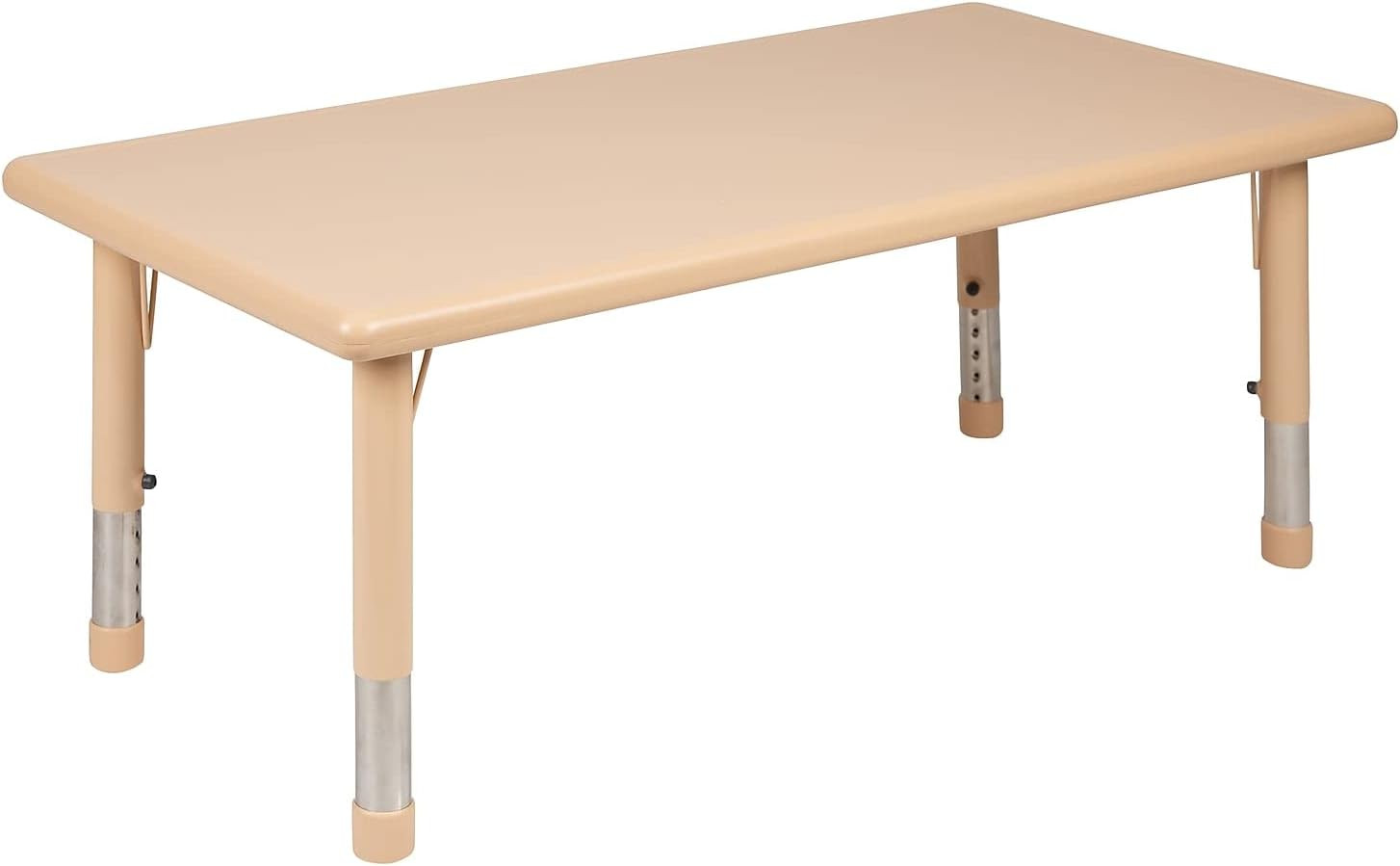 Emmy 24″x48″ Adjustable Activity Table Set with 4 Chairs – Natural Plastic