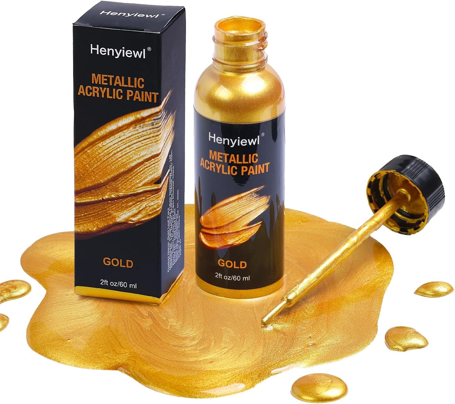 Liquid Gold Leaf Paint, 2oz/60ml Metallic 2 Fl Oz (Pack of 1), GOLD