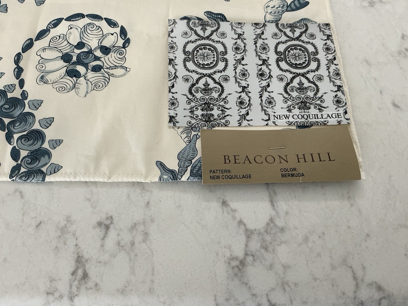 Beacon Hill Large Fabric Sample 26.5’ X 26.5’ New Coquillage Bermuda 100% Cotton