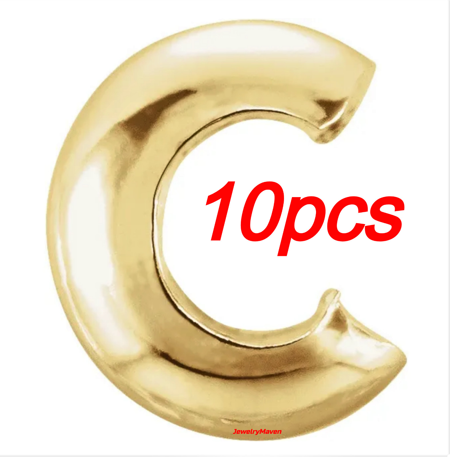 10pcs TINY 3mm OD SOLID 14k Yellow Gold Crimp Bead End Covers Cover USA MADE