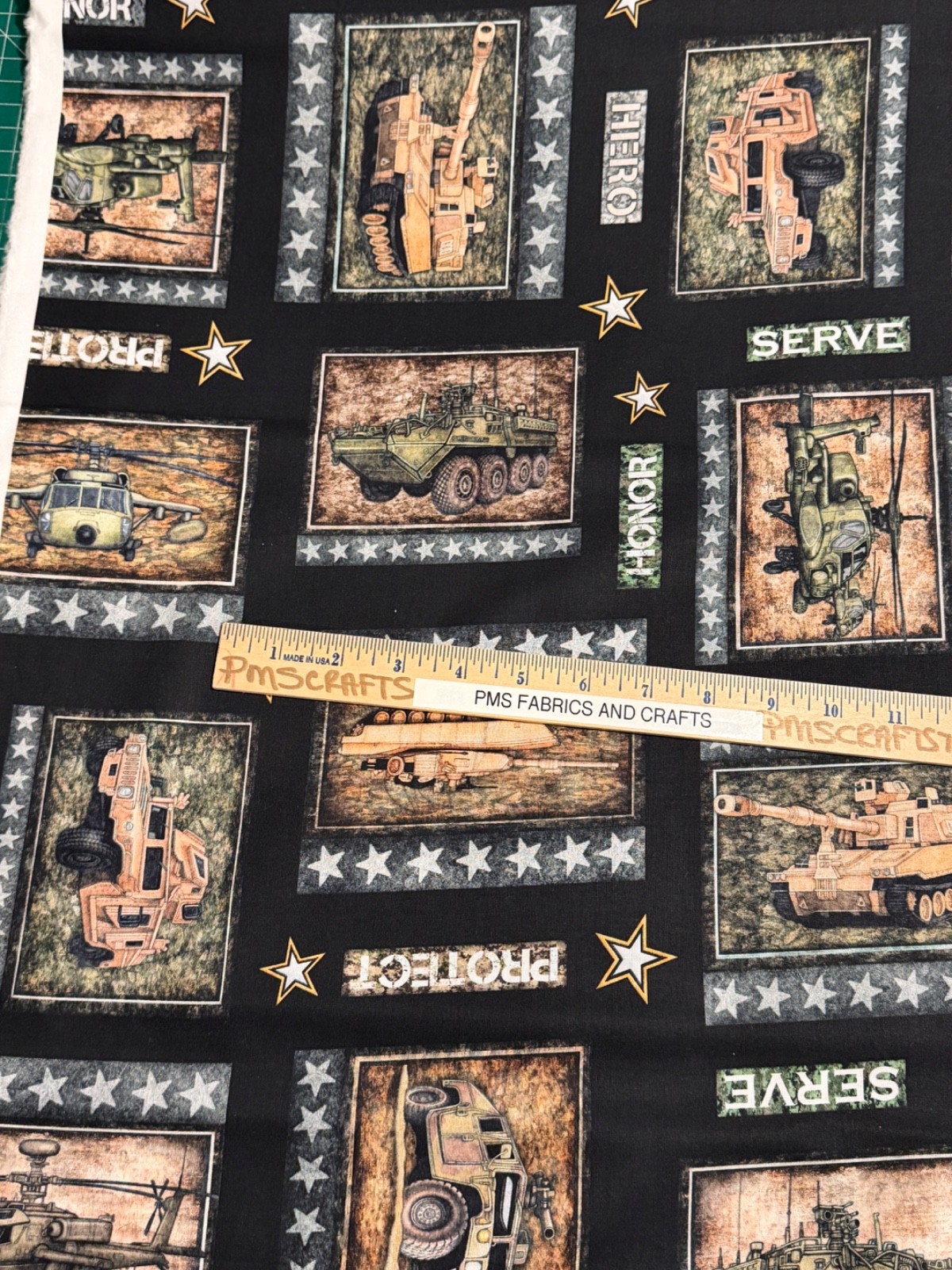QT Patriotic Military 100% cotton fabric by the yard 36 x 44 -30933 J Black