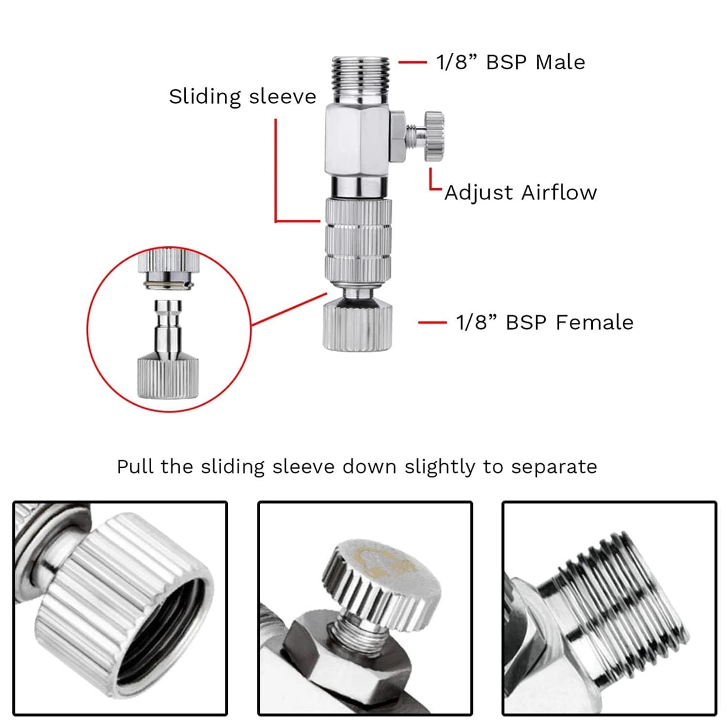 13Pcs Airbrush Adapter Kit, 1/8″ & 1/4″ BSP Spray Fittings with Air Control V…