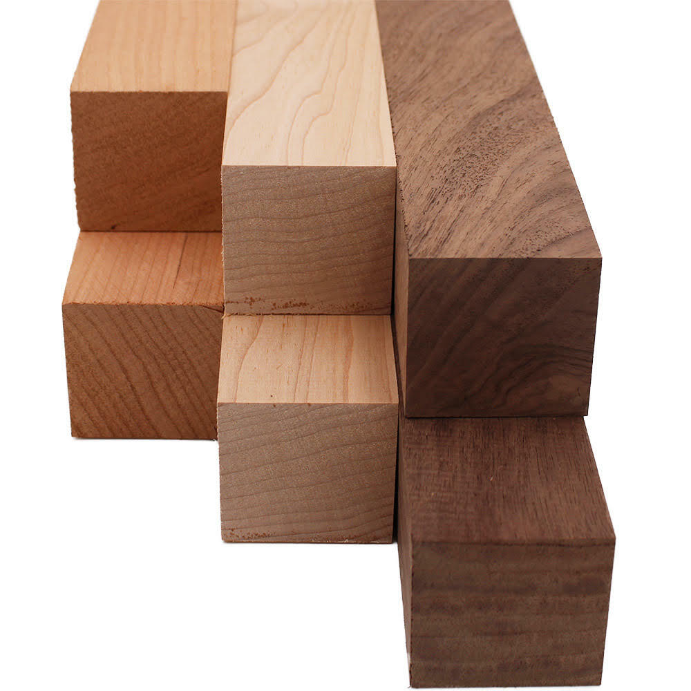 Maple Walnut Cherry Turning Blank Variety Pack 2″ x 2″ (6pcs)