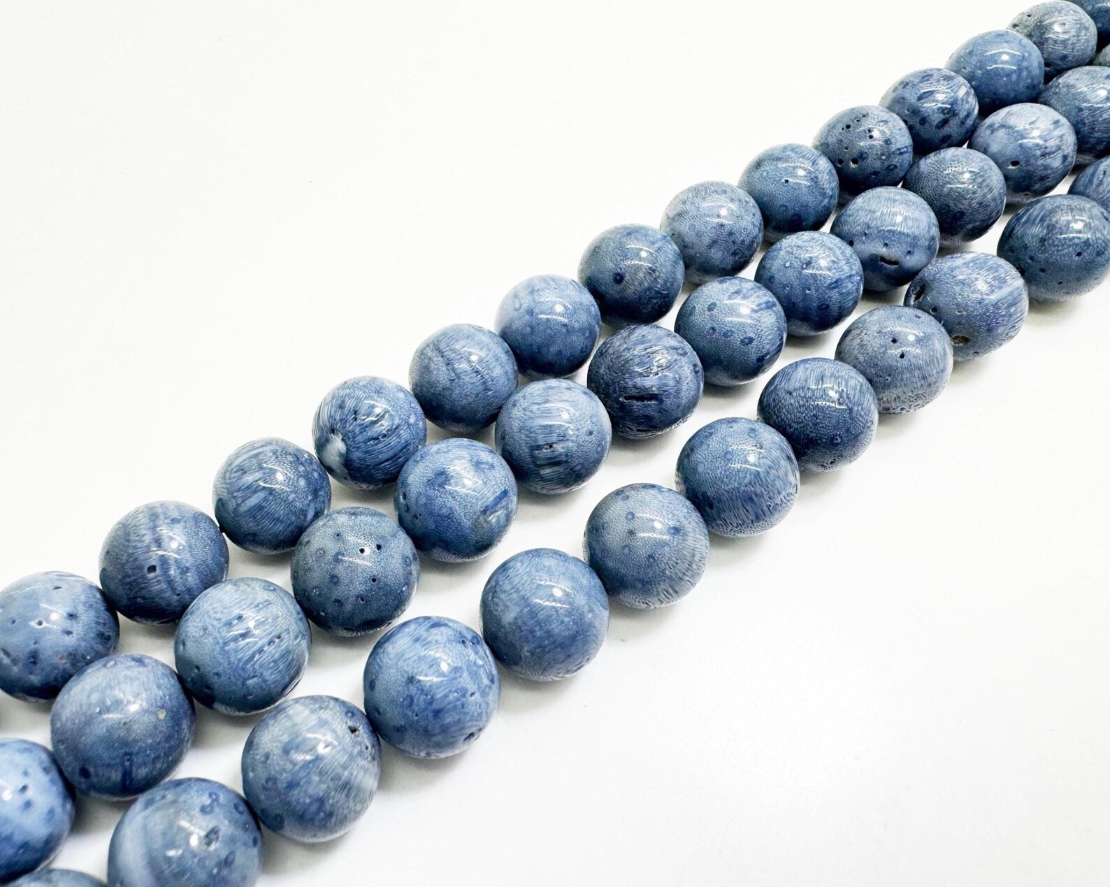 Natural Blue Coral Round Beads | Smooth Round Shape | 11mm – PG314