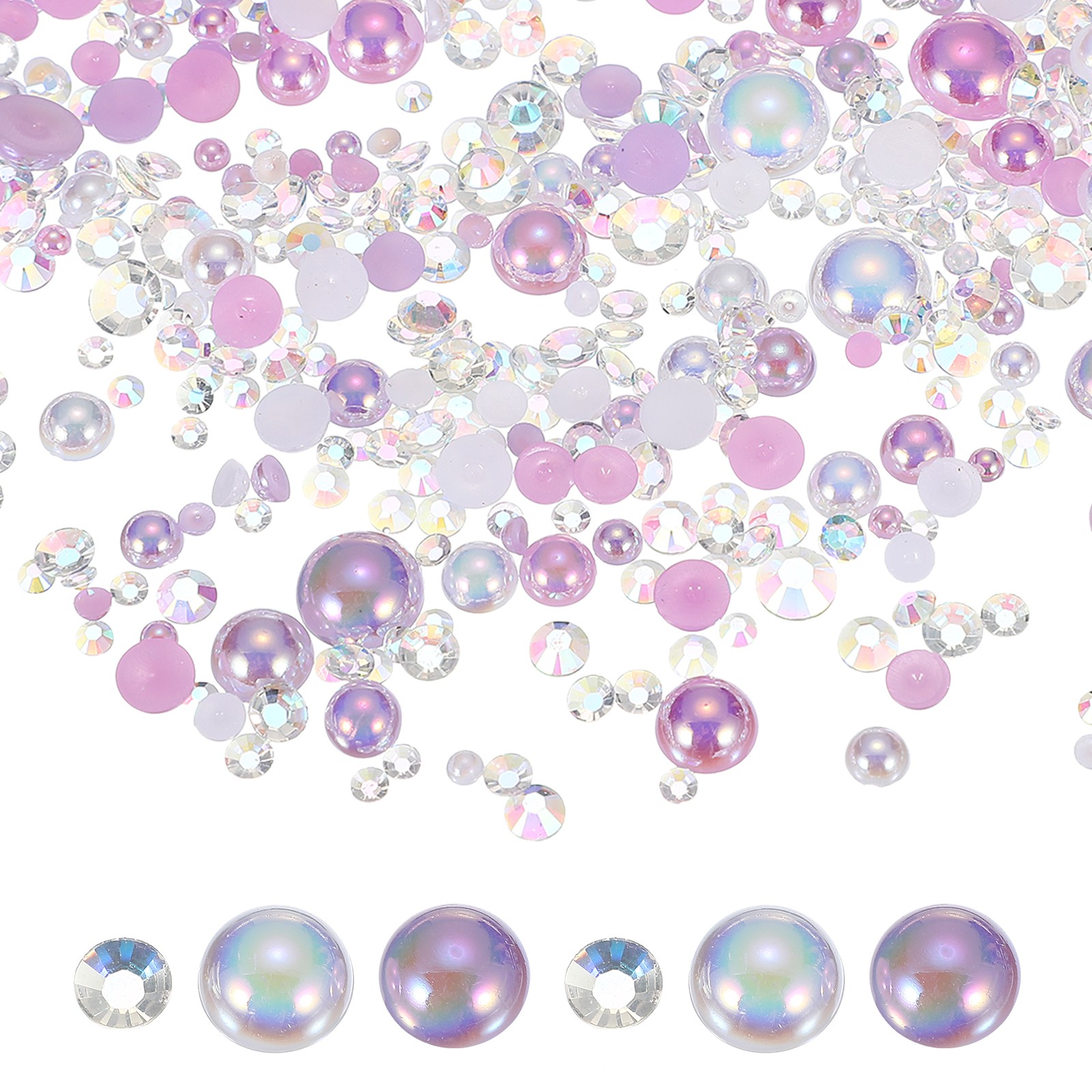 100g 2-10mm Mix Pearls, Blue Purple/Light Purple/White