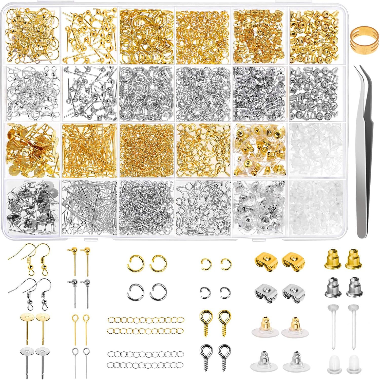 Earring Making Supplies Kit 2900pcs Earring Hardware Pieces Repair Parts wit…