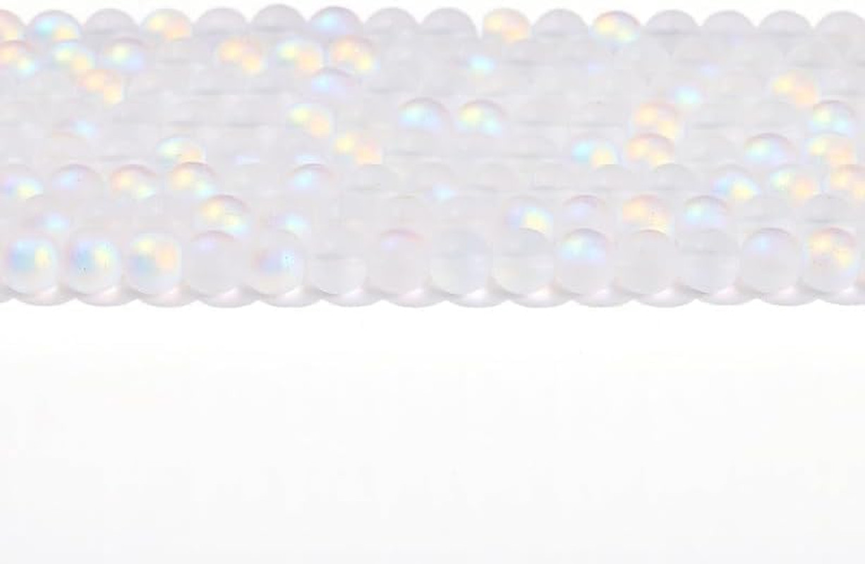 200 Pcs Clear Matte Crystal Glass Beads,Exquisite Mermaid Aurora Beads with Hole