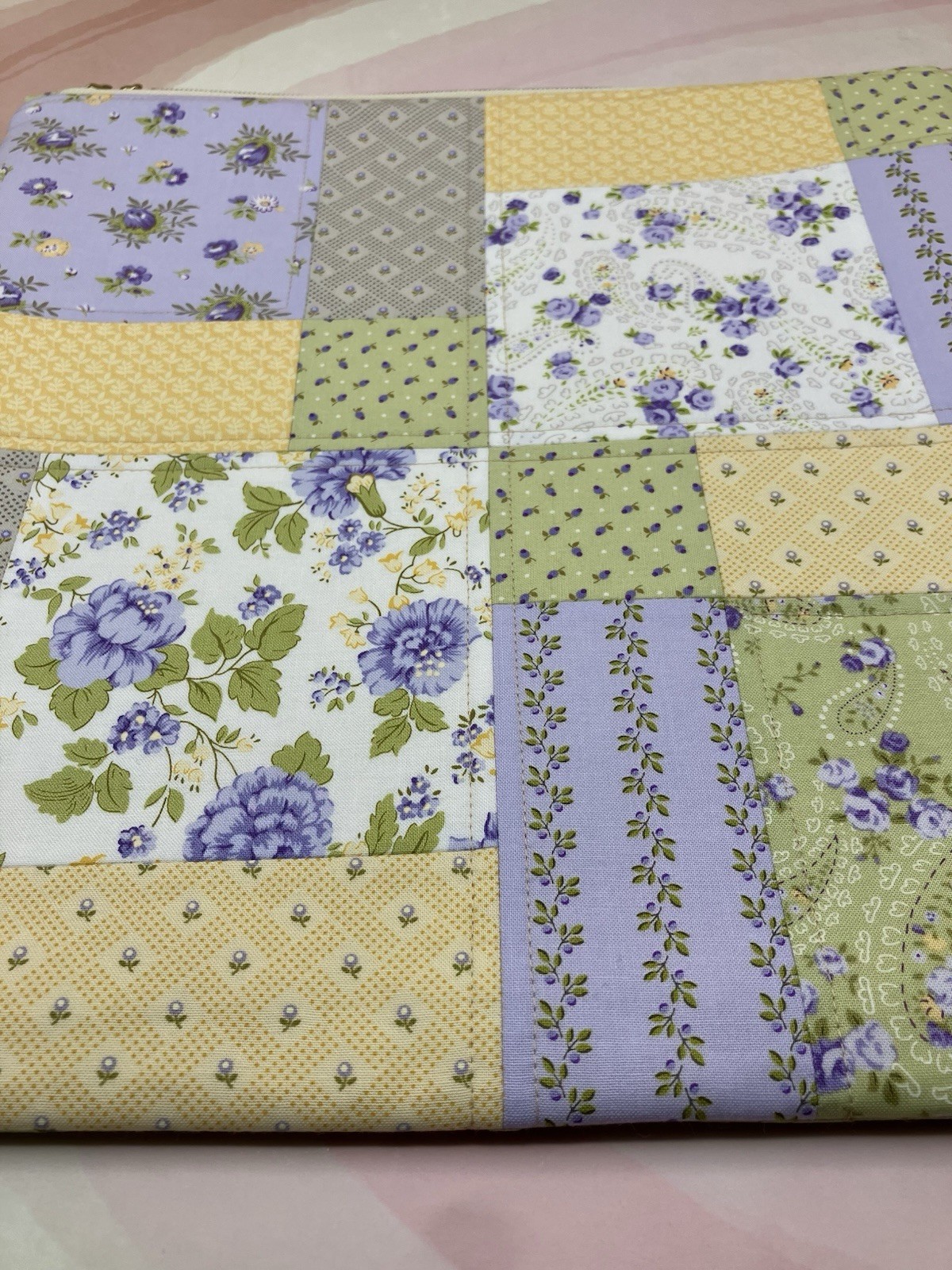 Medium 13”x13” Project Bag •Georgia• Quilted Patchwork Pouch