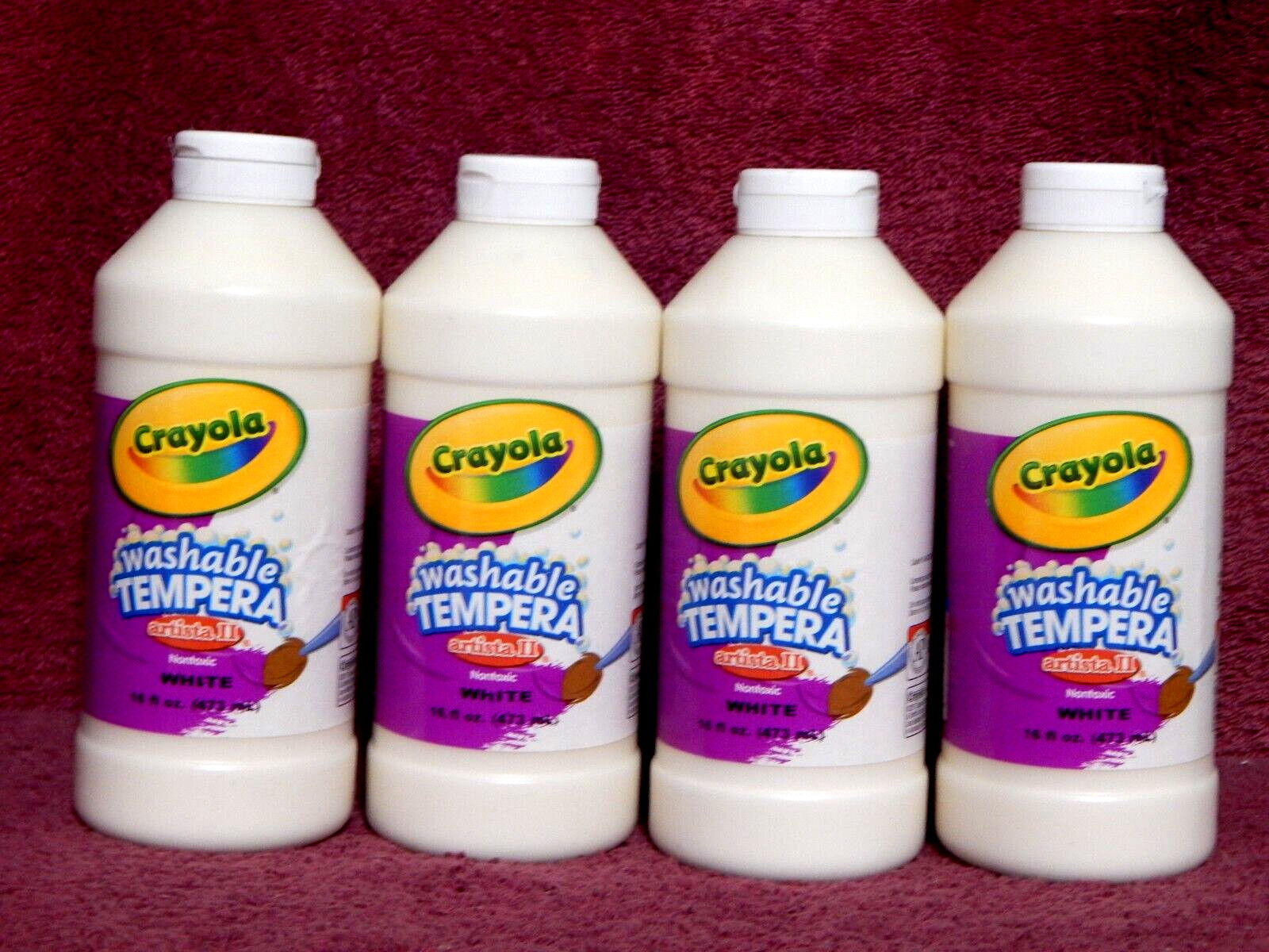 4 16 oz Bottles Crayola Arista II Tempre White 1/2 Gallon Total