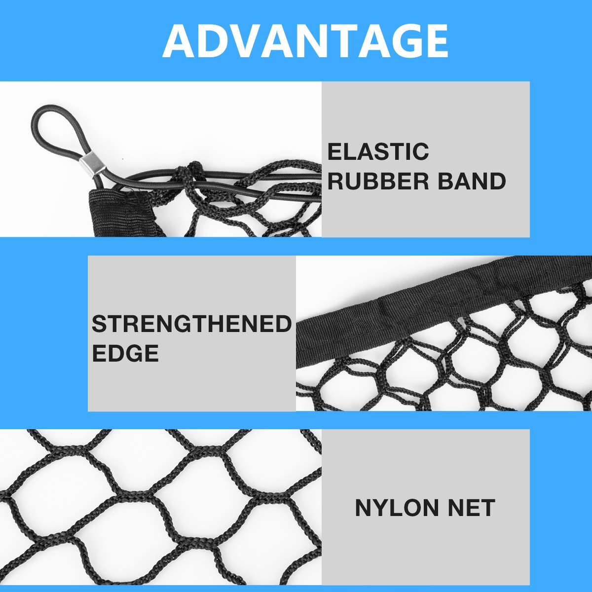 41*23inch Trunk CARGO NET Car Nylon Elastic Mesh Organizer Truck SUV 4 Hook Rear