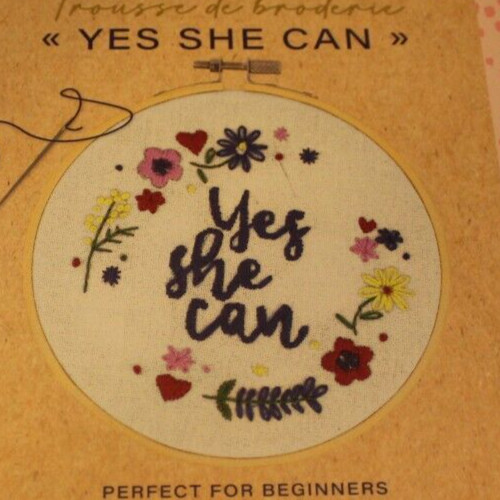 YES SHE CAN Complete Hoop Cross Stitch Kit Professor Puzzle 8124 NIP NEW Flowers