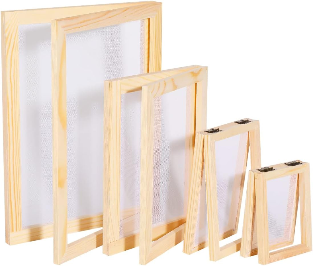 4 Sizes 2 in 1 Wooden Paper Making Screen, Mould and Deckle, Wooden Paper Making
