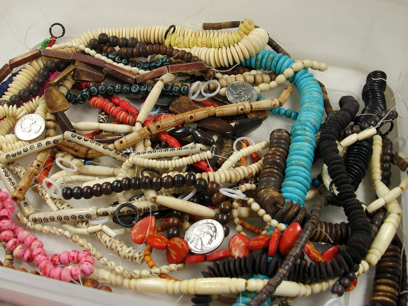 2 Pounds Odds and Ends India Handmade Water Buffalo Bone Beads Lot (AXP-7) ⭐