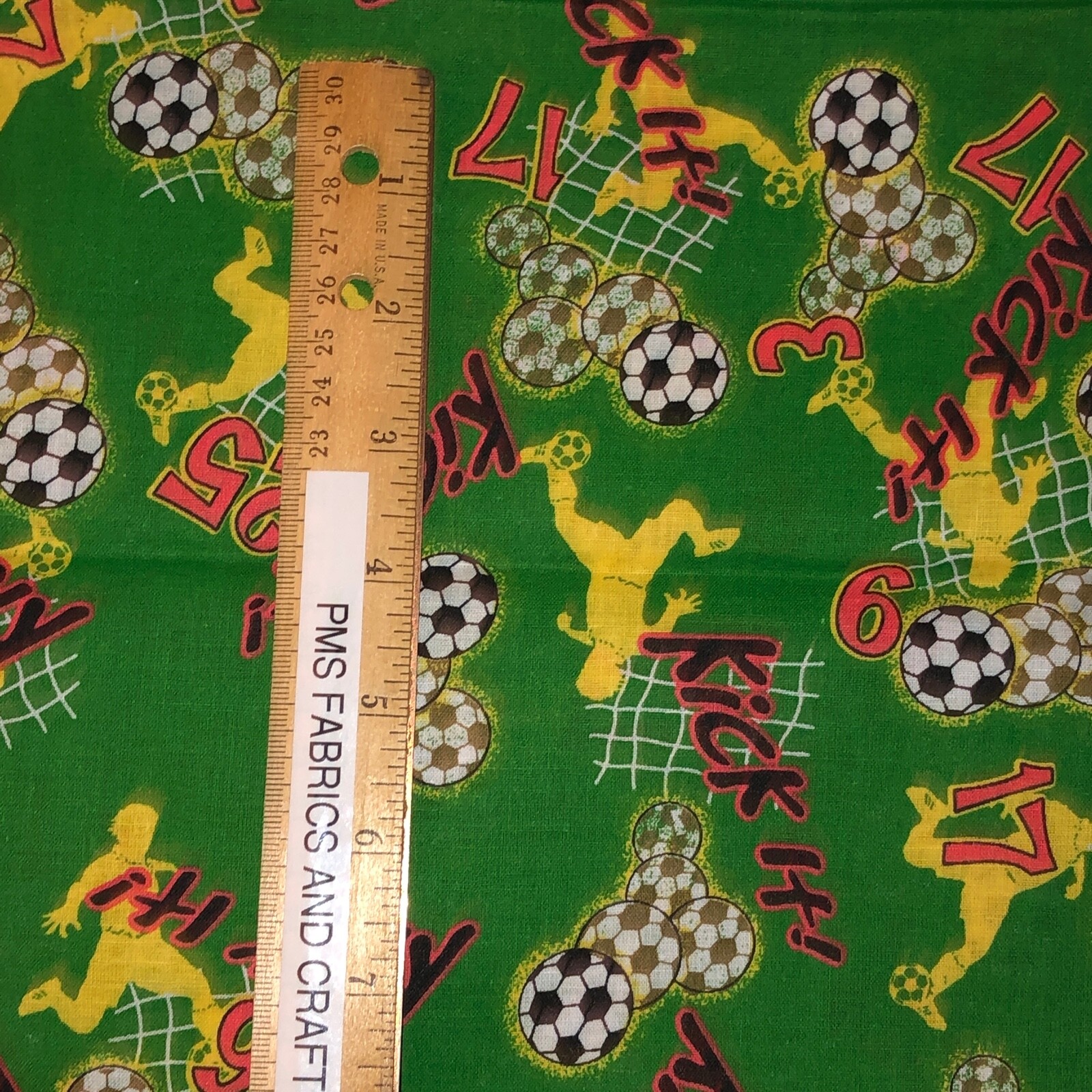 Kick It Soccer and Soccer Balls 100% cotton fabric by the yard 36 x 44 CP34926