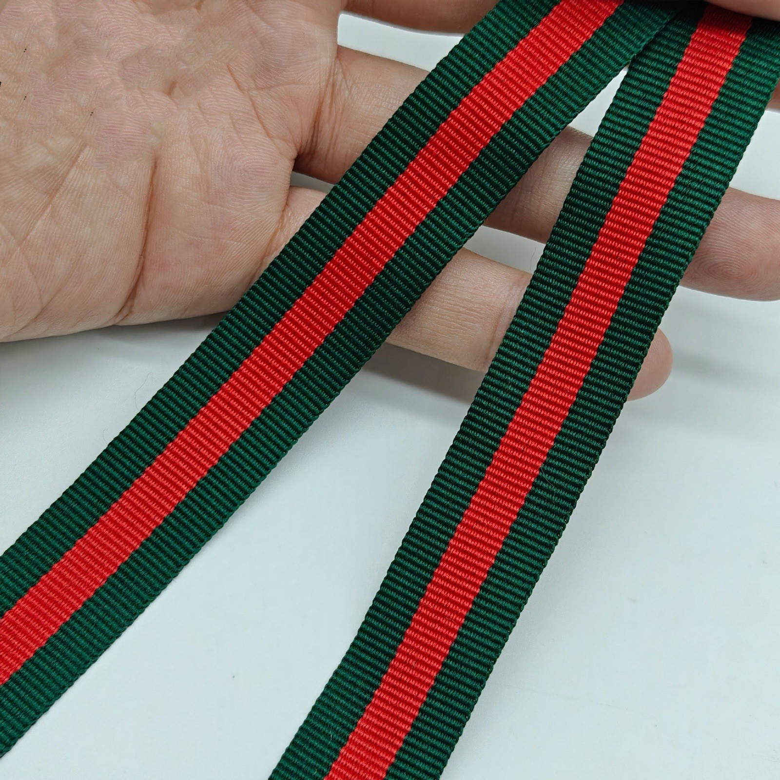 New GUCCI Style Ribbon – Green Red 2cm wide X 1 Yard, sell by the yard