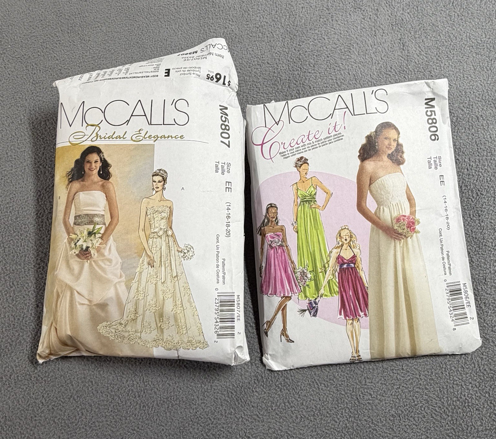 Set of 2 McCall’s Sewing Pattern Bridal Elegance Create It! Dresses Wedding