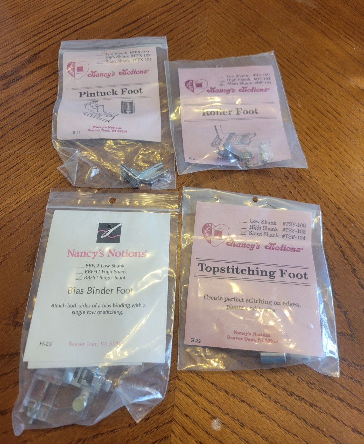 NEW Sewing Foot Nancy’s Notions Pintuck, Roller, Topstitching, Bias Binder