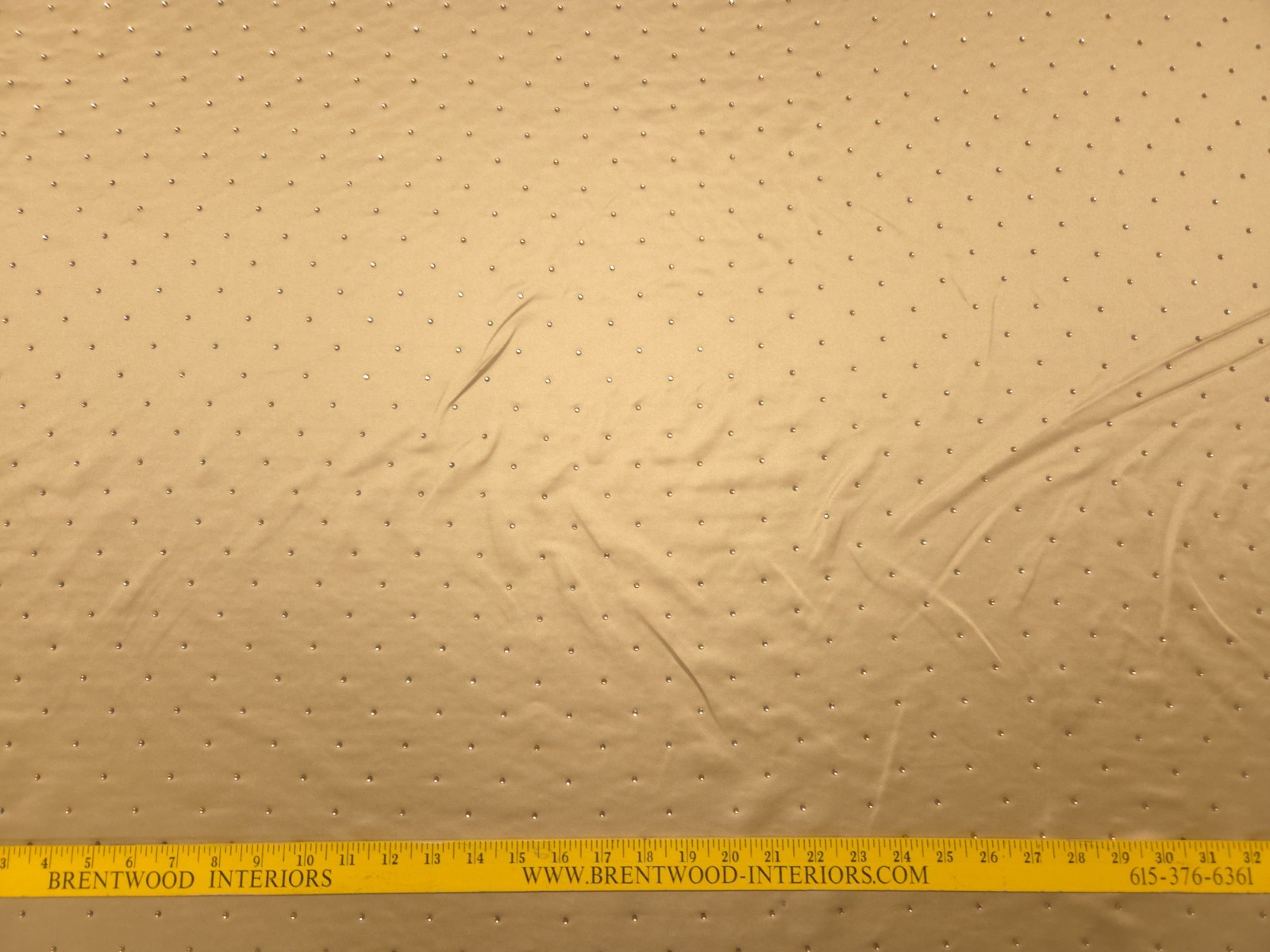 Covington GLITZY EMPIRE Gold Yellow Appliqué Designer Dot Drapery Decor Fabric