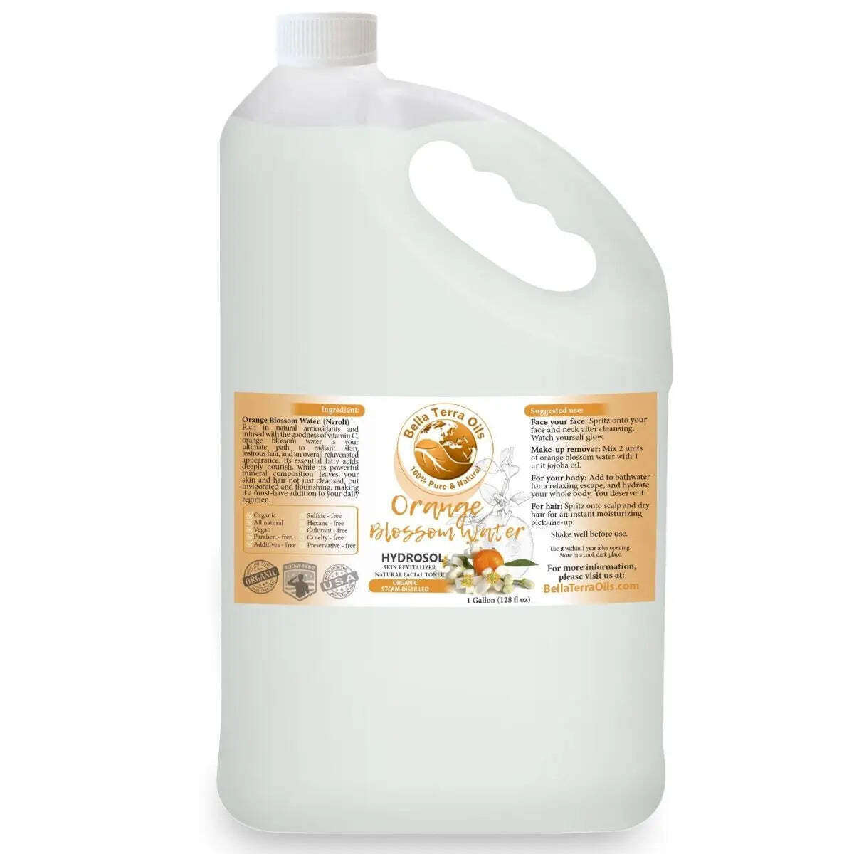 Pure Neroli Orange Water Hydrosol 100% Natural Skin Hair Face Aromatherapy Toner