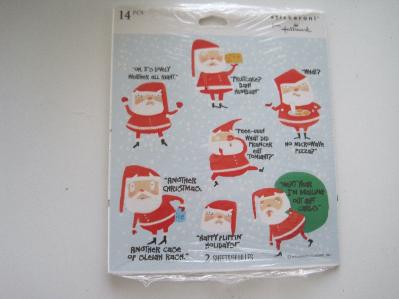 Batt Humbug Santa Stickers Hallmark Vintage