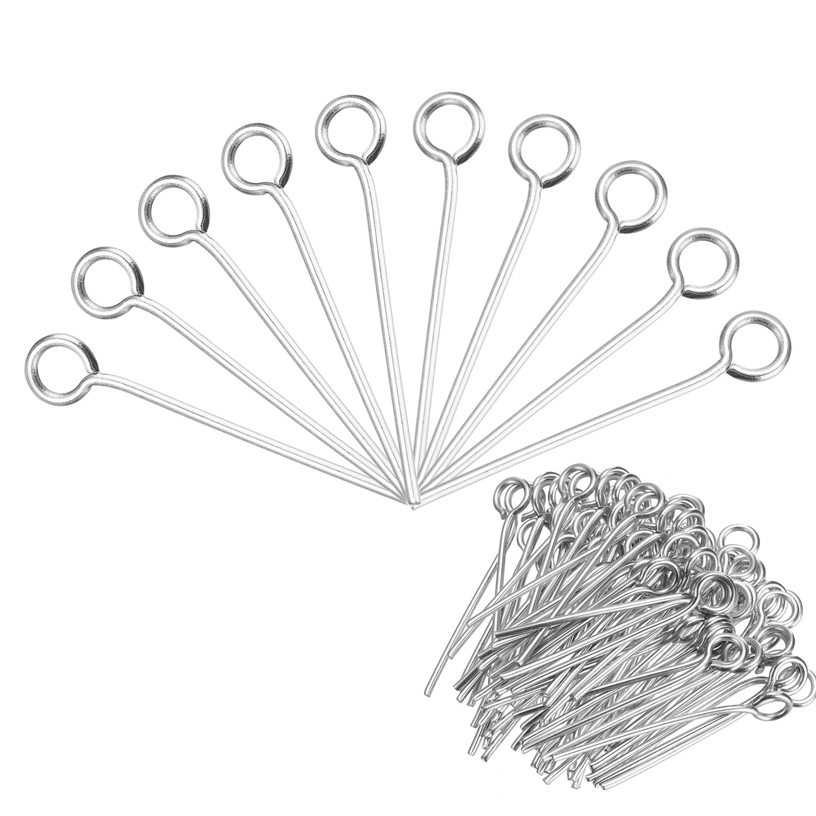 300pcs Stainless Steel Eye Pins 0.6mm/24 Gauge x 18mm Headpins Jewelry Findings