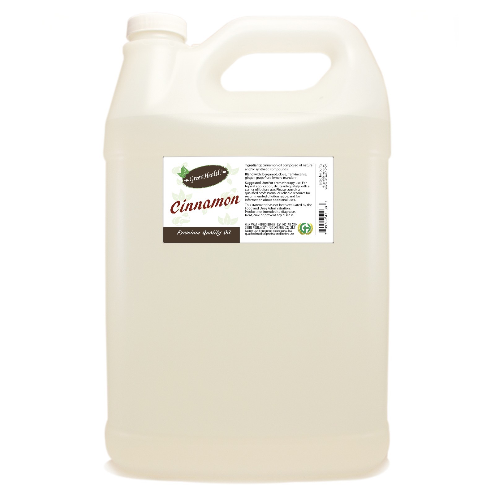 Bulk 1 Gallon Cinnamon Oil (Nature-identical) in Plastic Jug – GreenHealth