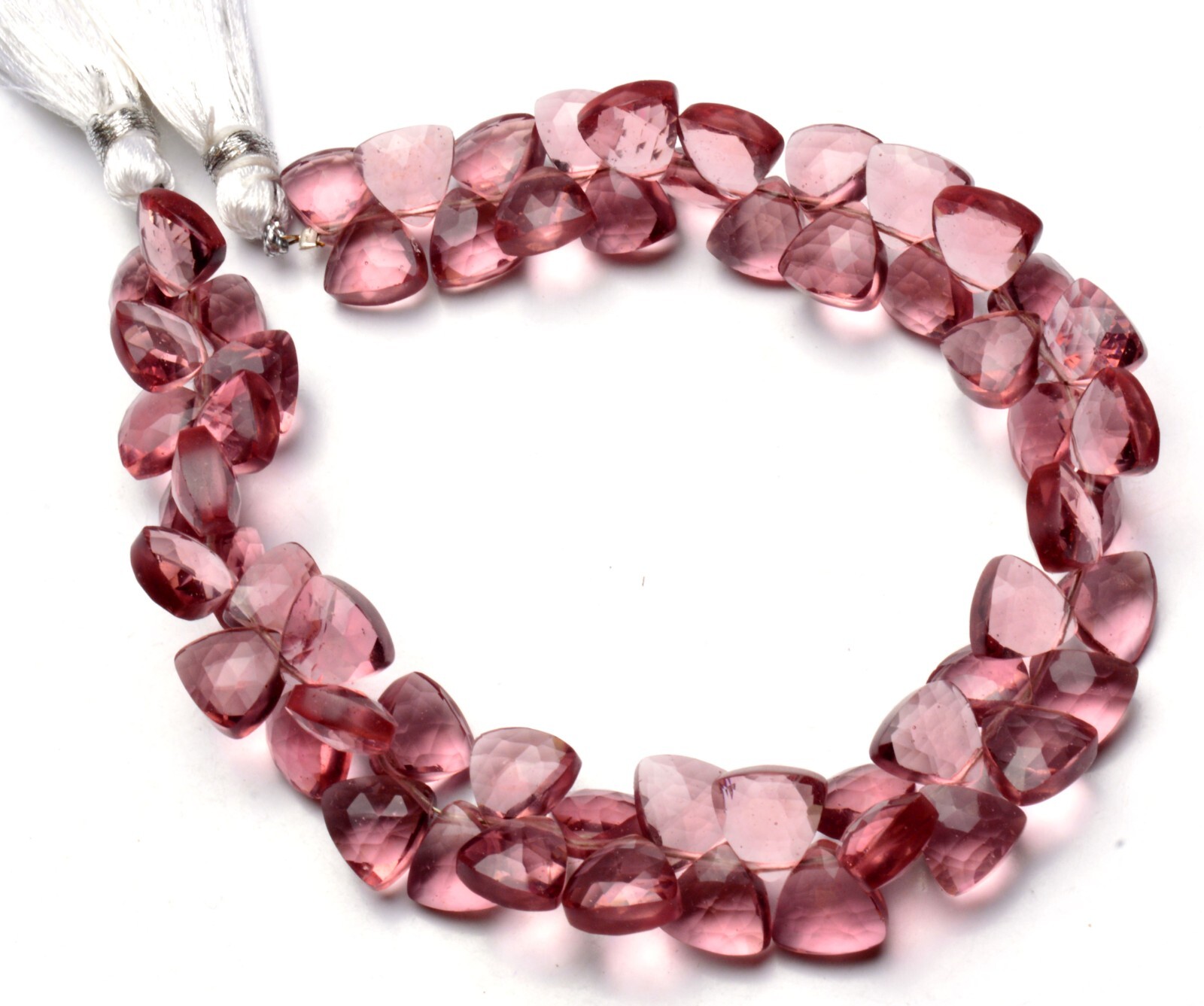 Kunzite Gem Color Quartz Faceted 8mm Size Trillion Shape Briolette Beads 8″