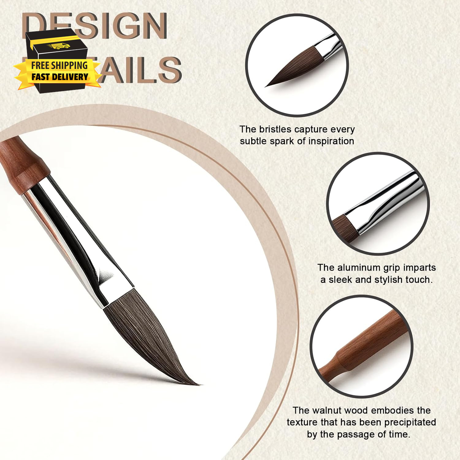 Professional 3Pc Dagger Travel Brush Set for Watercolor Pinstriping – Synthetic