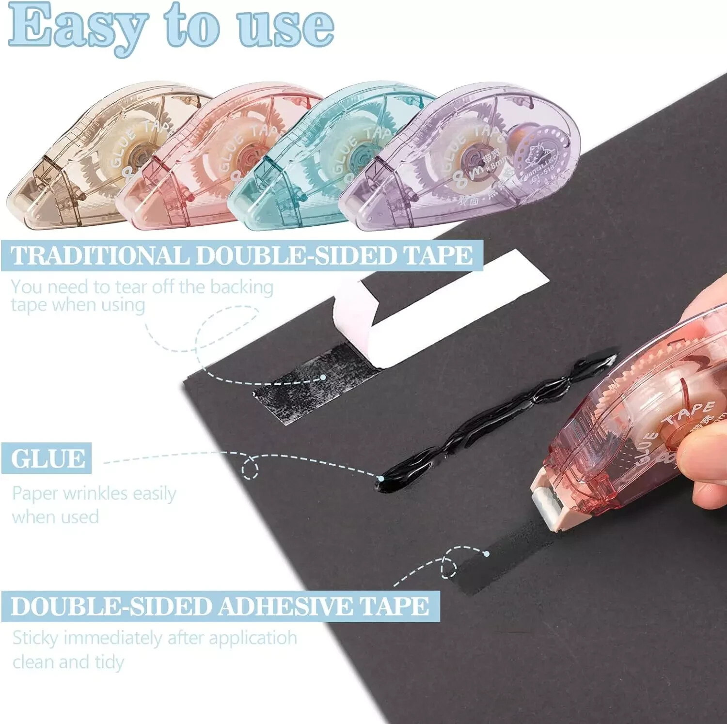 Glue Roller, Double Sided Tape Dispenser, Scrapbooking Supplies, Glue Tap 6m*6mm